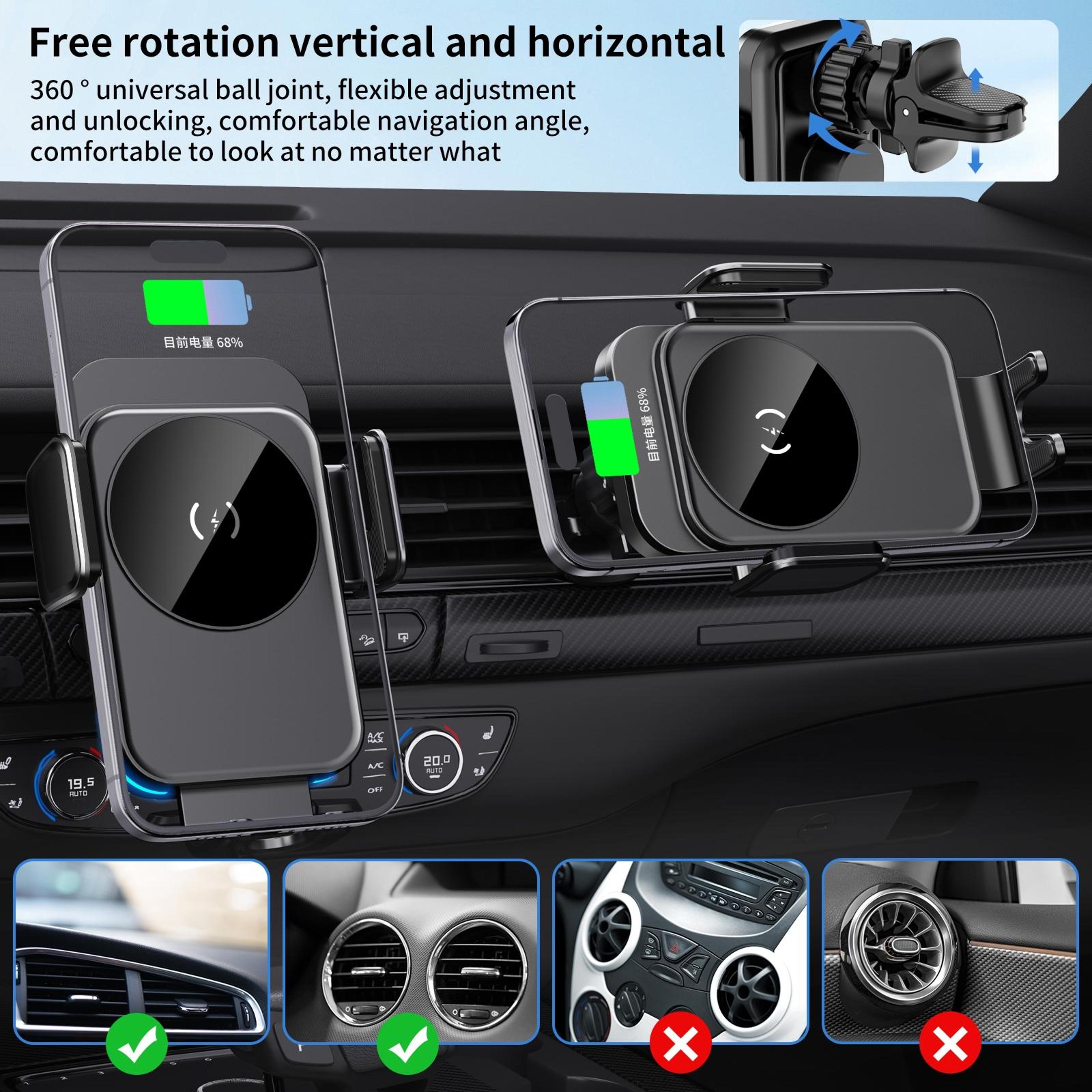 M7 Wireless Car Charger 15W Fast Charging Auto Clamping Car Mount Qi Phone Holder 10
