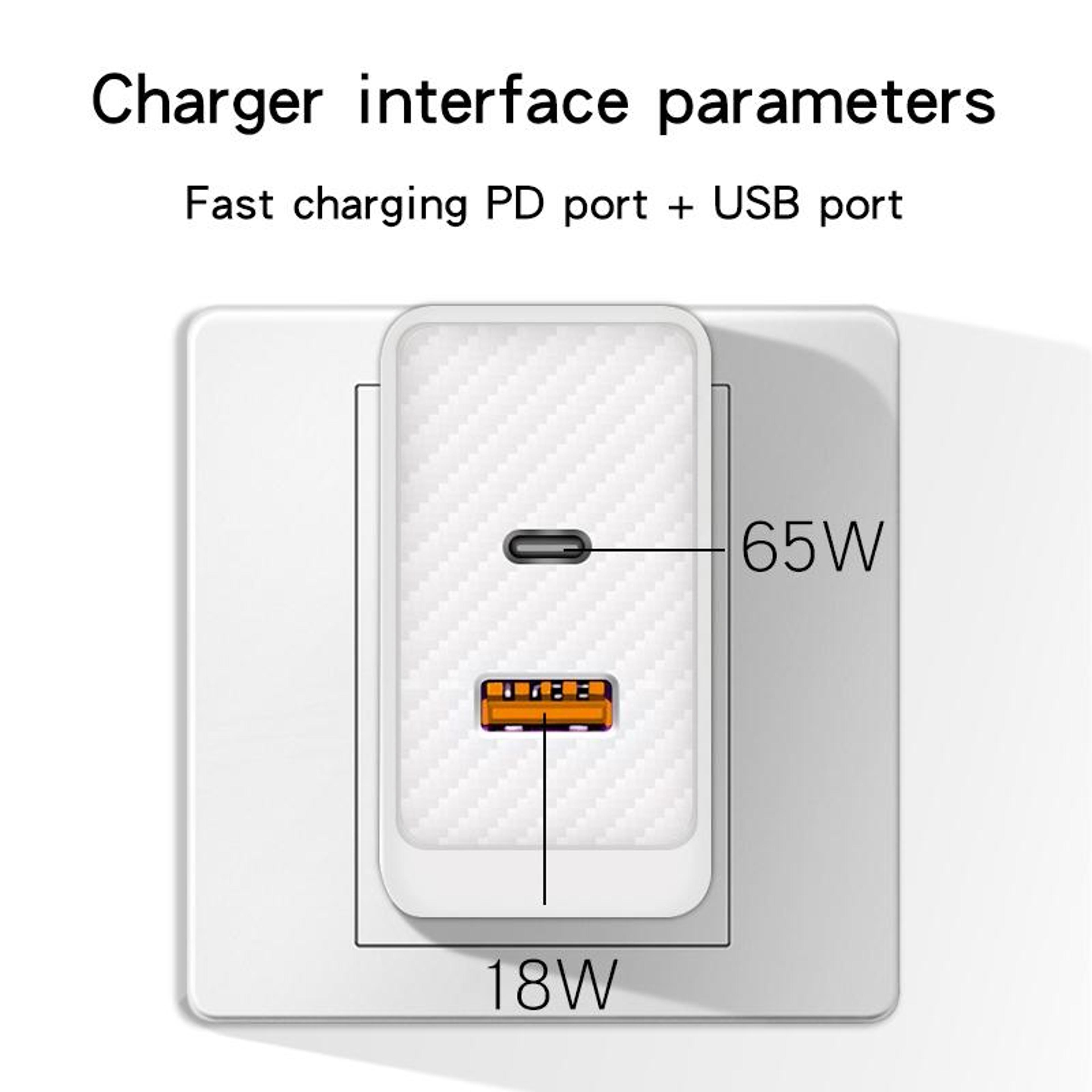 GaN 48W Fast Charger USB C PD Charger Dual Port USB A Wall Adapter US Plug 3