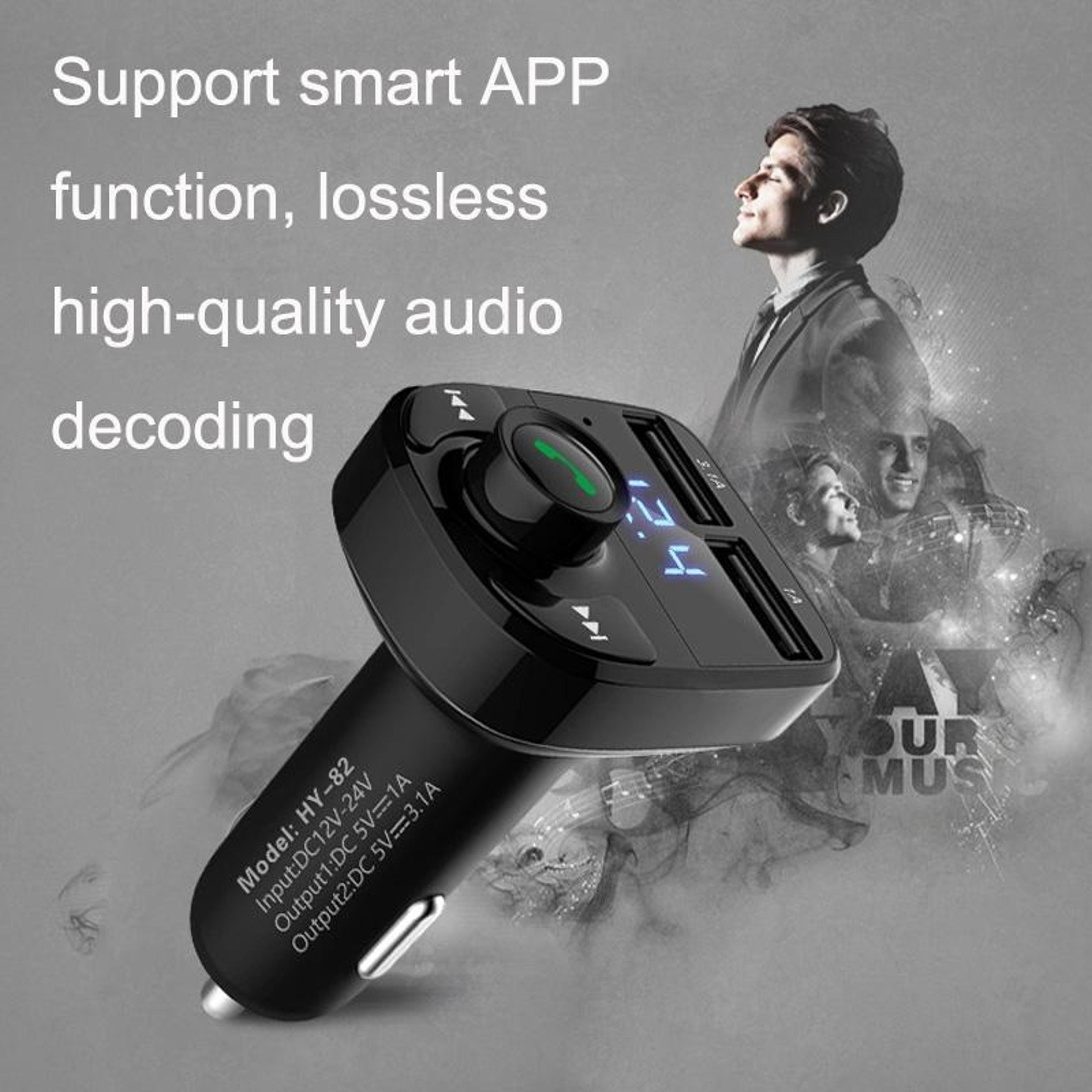HY82 Bluetooth FM Transmitter Dual USB Car Charger MP3 Player With Hands Free Calling Fast Charging 4