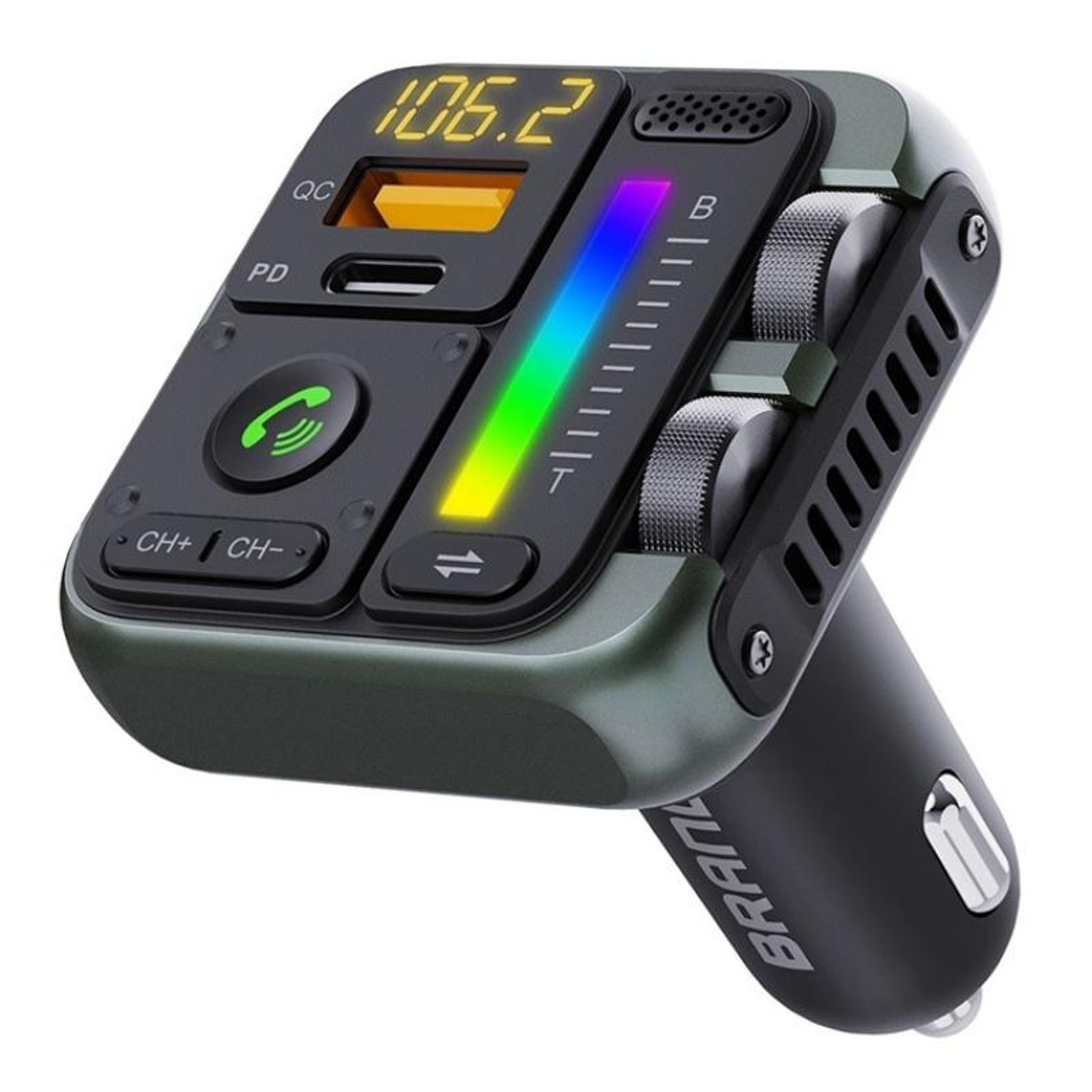 mt04 bluetooth fm transmitter with pd45w usb c car charger hifi car bluetooth adapter and hands free calling