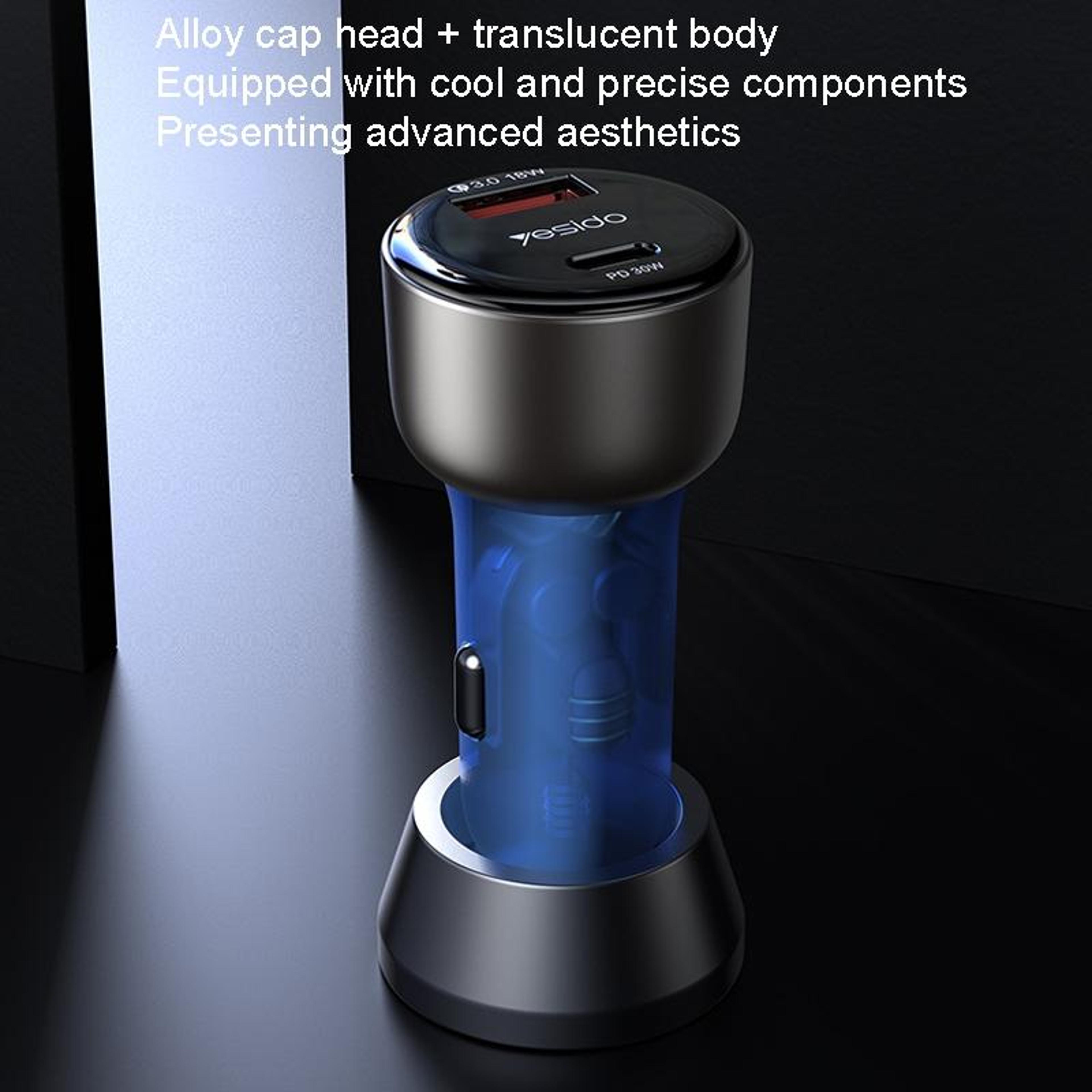 Yesido Y52 48W Car Charger USB C PD QC30 Dual Port Fast Charging Adapter 9