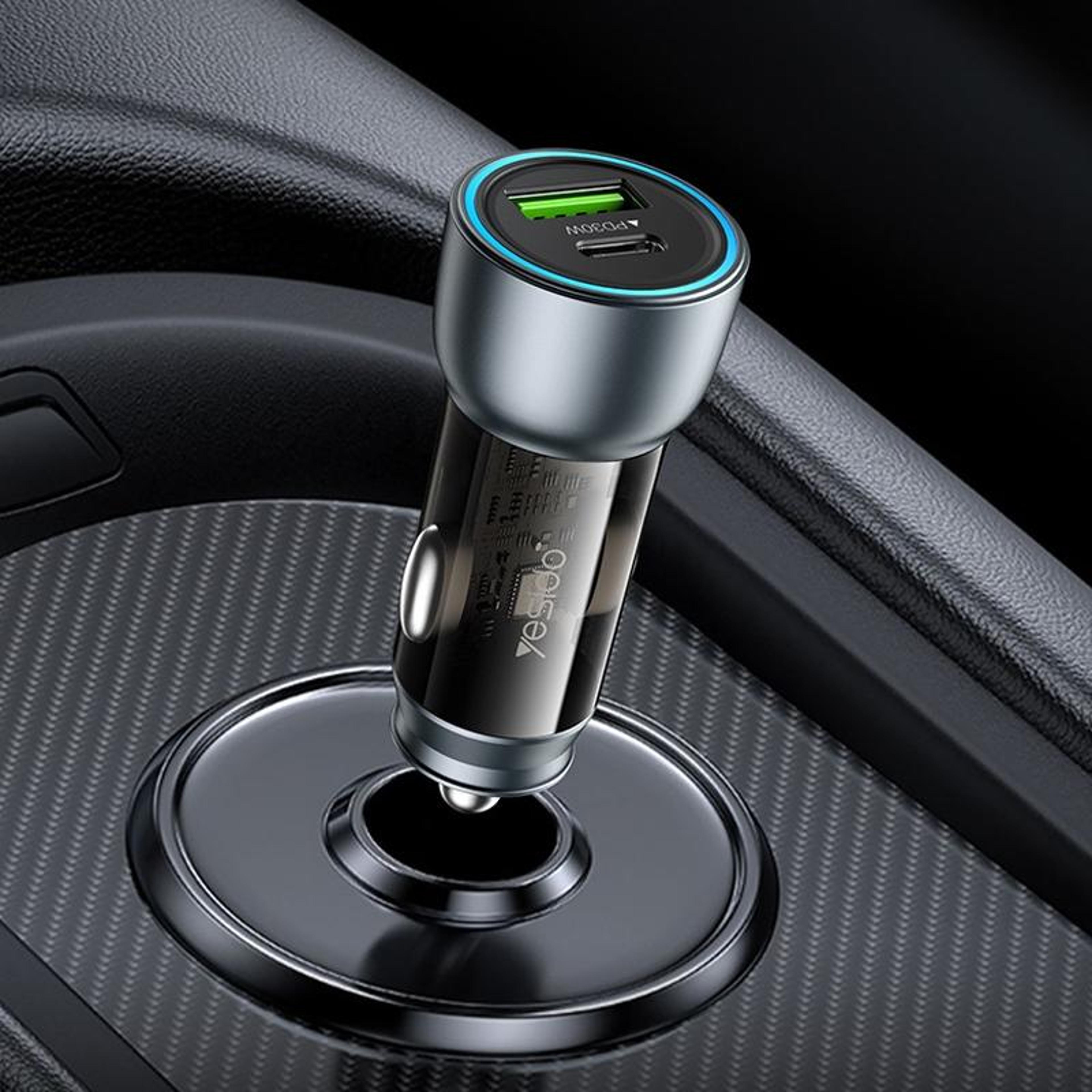 yesido y49 30w usb c car charger dual port pd qc3.0 fast charging adapter