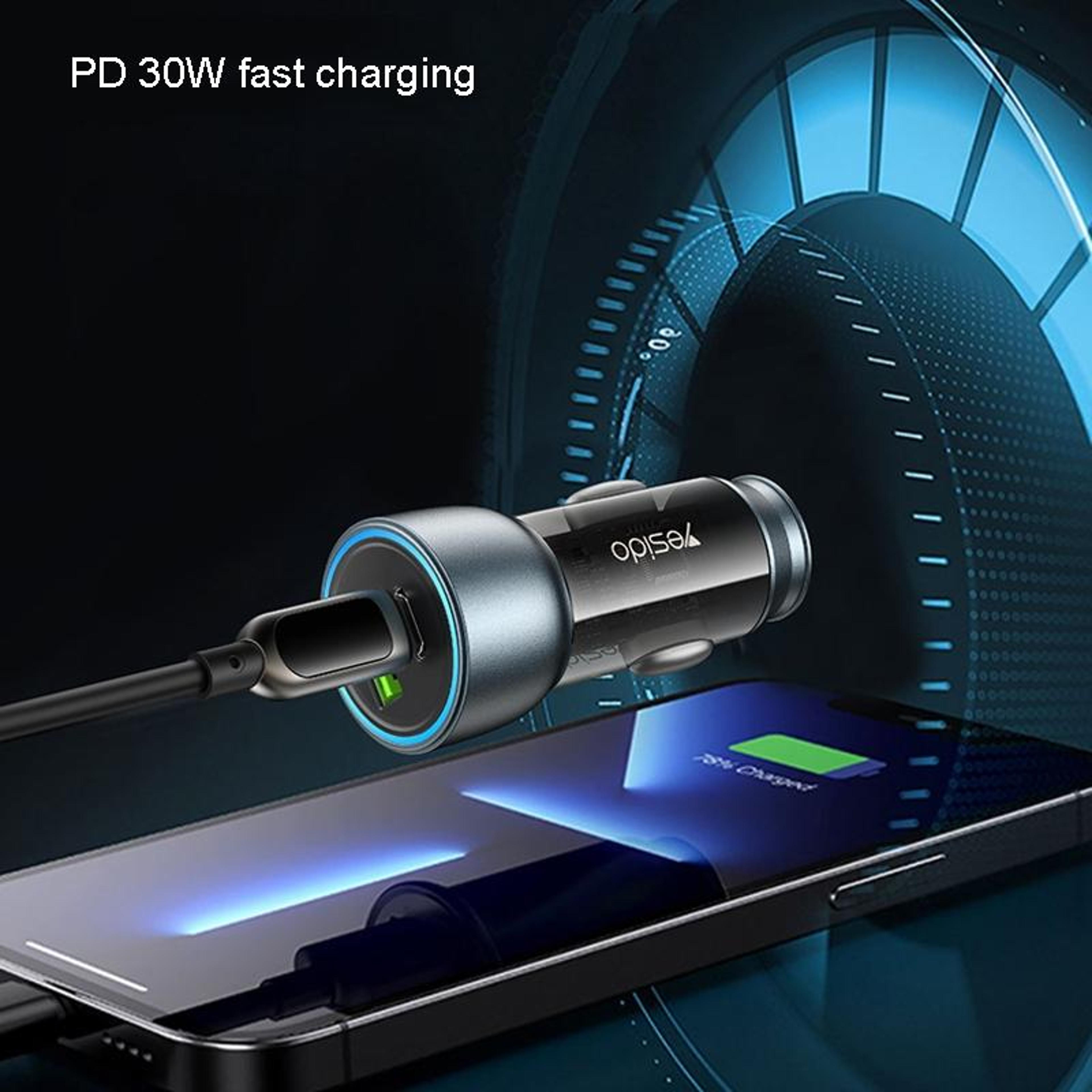 Yesido Y49 30W USB C Car Charger Dual Port PD QC30 Fast Charging Adapter 7