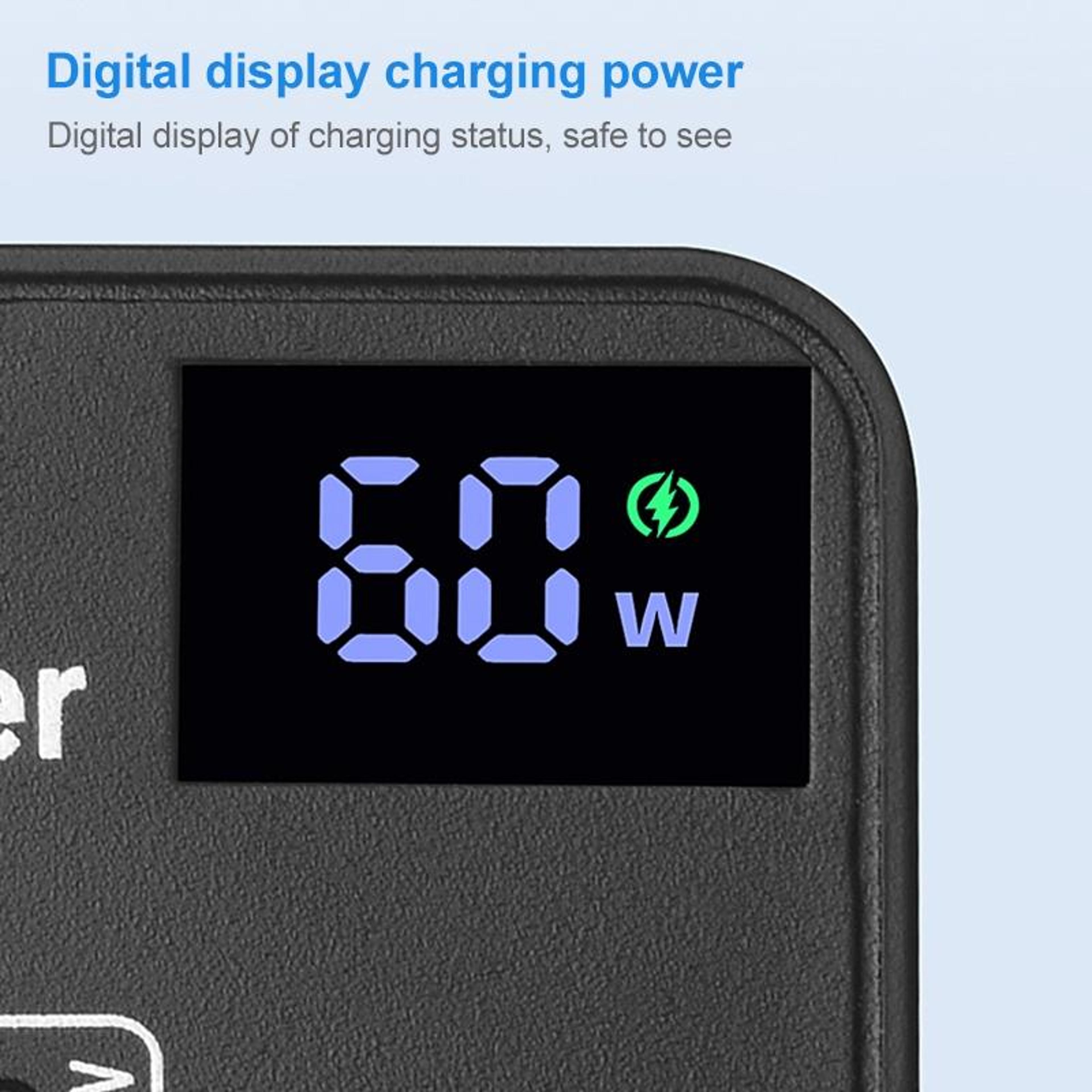 988B 60W 5 Port USB Charger With Dual USBC Digital Display Fast Charging Adapter 3
