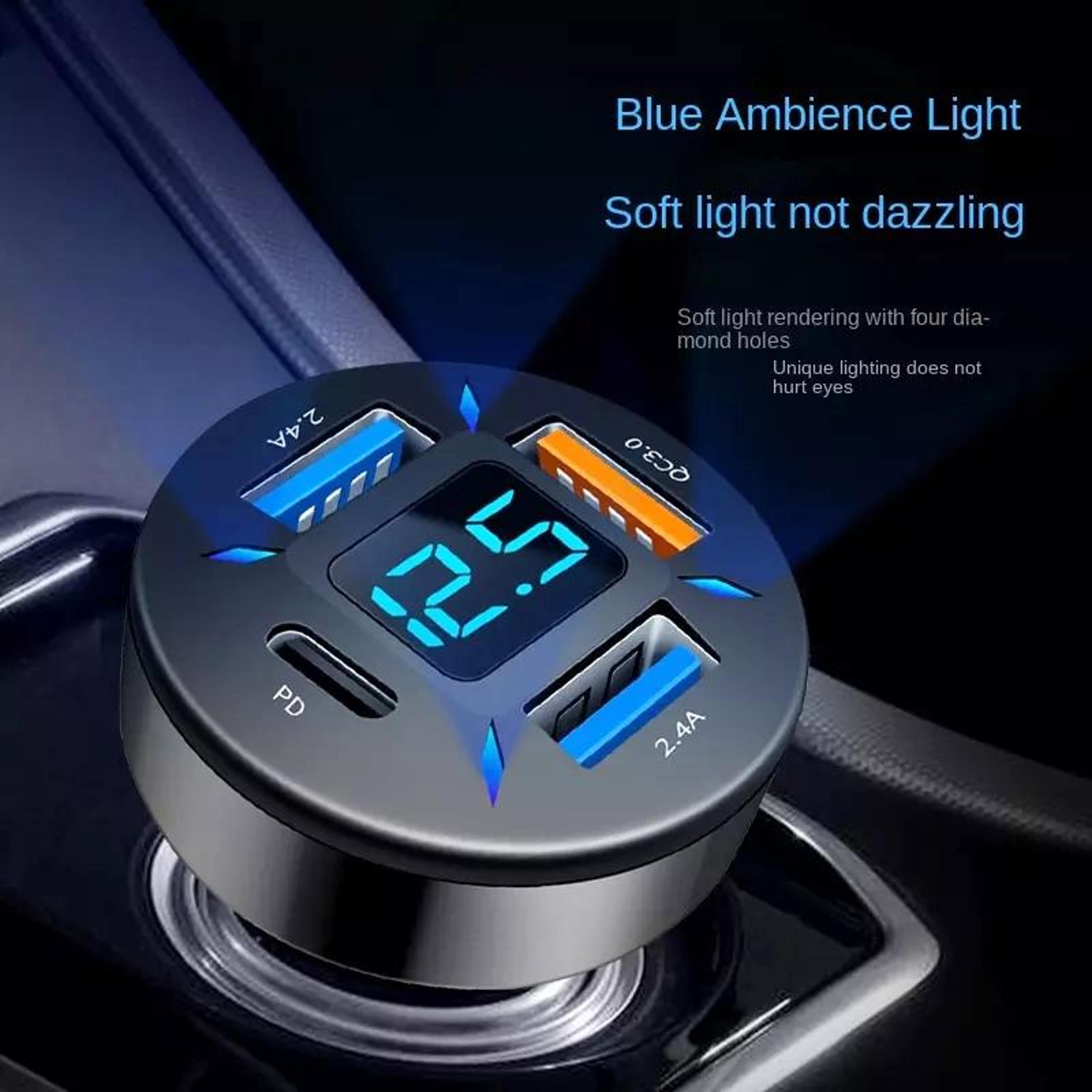 4 Port USB Car Charger With PD20W QC30 Fast Charging And Digital Voltage Display 6