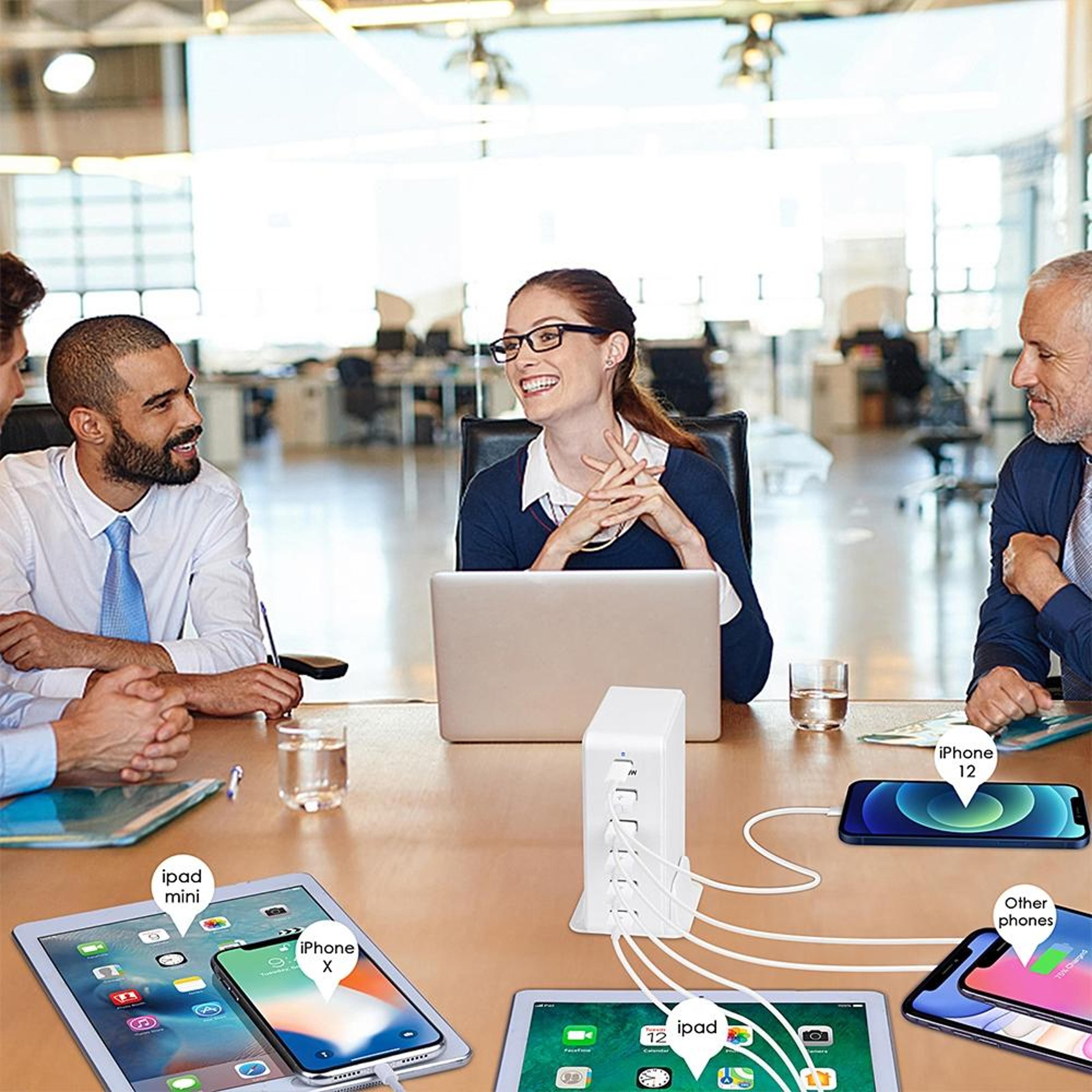65W USB C Charger 6 Port Multi Port USB Charger With PD Fast Charging Travel Charging Station US Pl 8