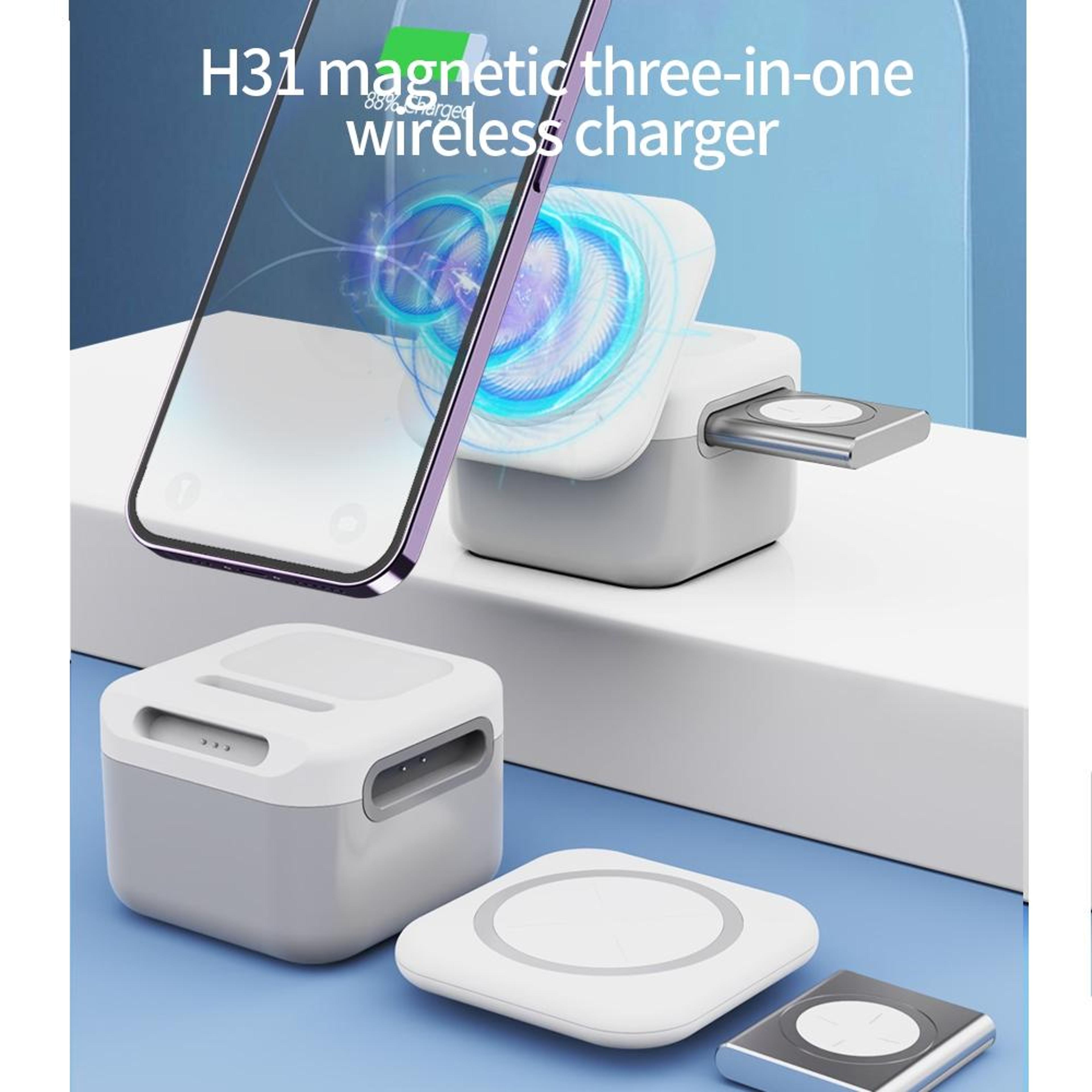 H31 3 In 1 Wireless Charger 15W Magnetic Wireless Charger Foldable MagSafe Charging Stand 4