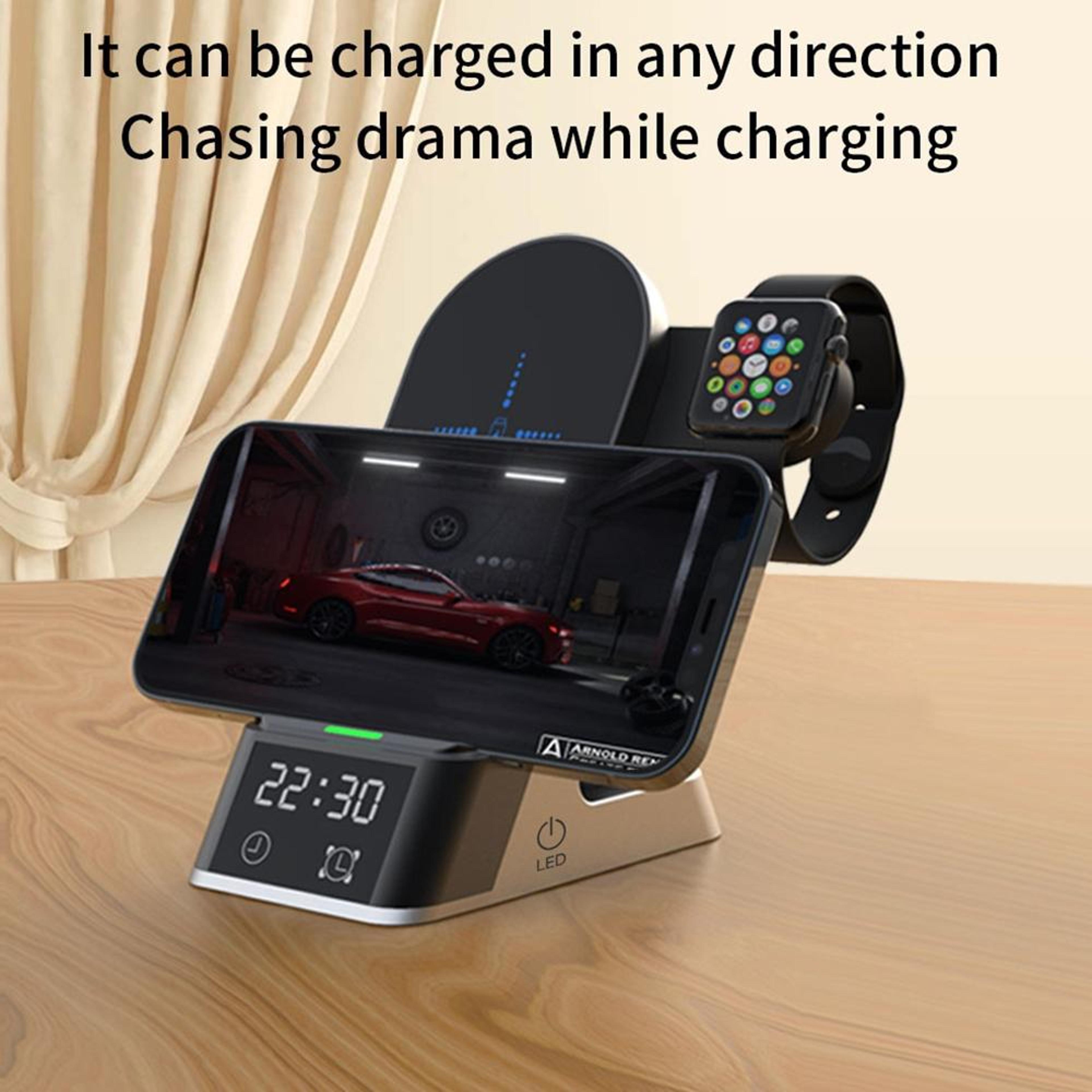 H35 6 In 1 MagSafe Wireless Charger 15W Magnetic Wireless Charging Station With Clock And Alarm 8