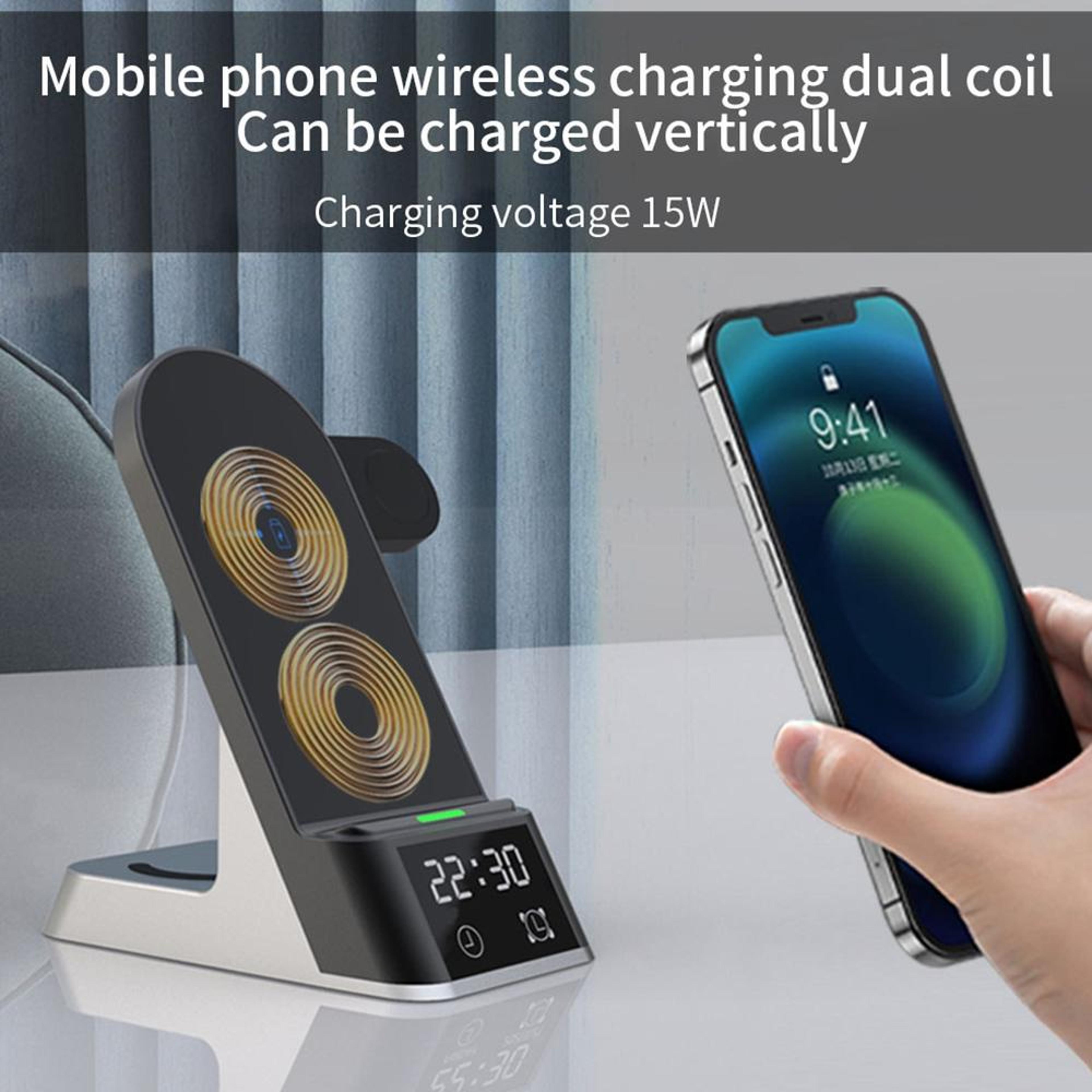 H35 6 In 1 MagSafe Wireless Charger 15W Magnetic Wireless Charging Station With Clock And Alarm 11