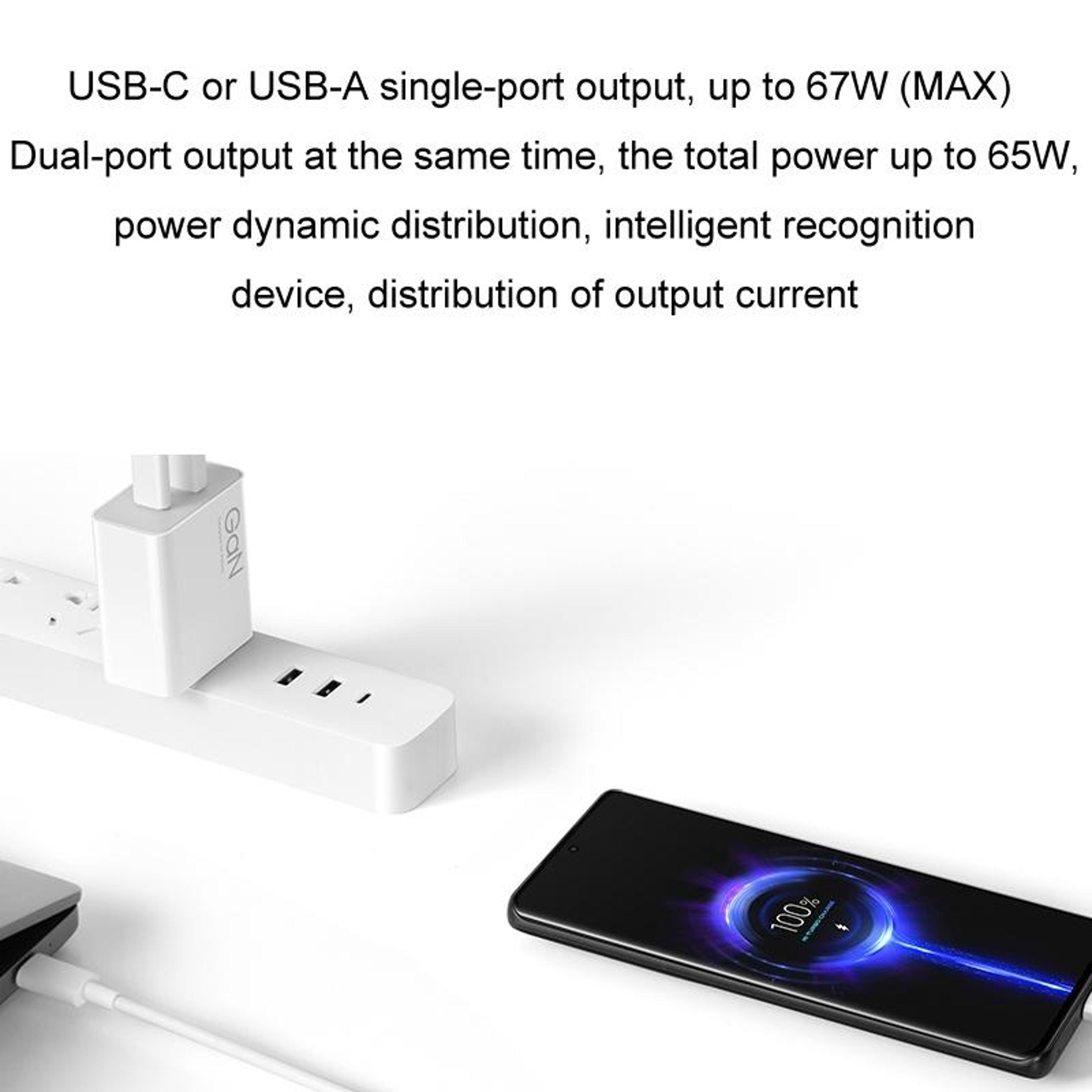 Original Xiaomi 67W GaN Charger Dual Port Fast Charger USB C PD Wall Adapter US Plug White 4