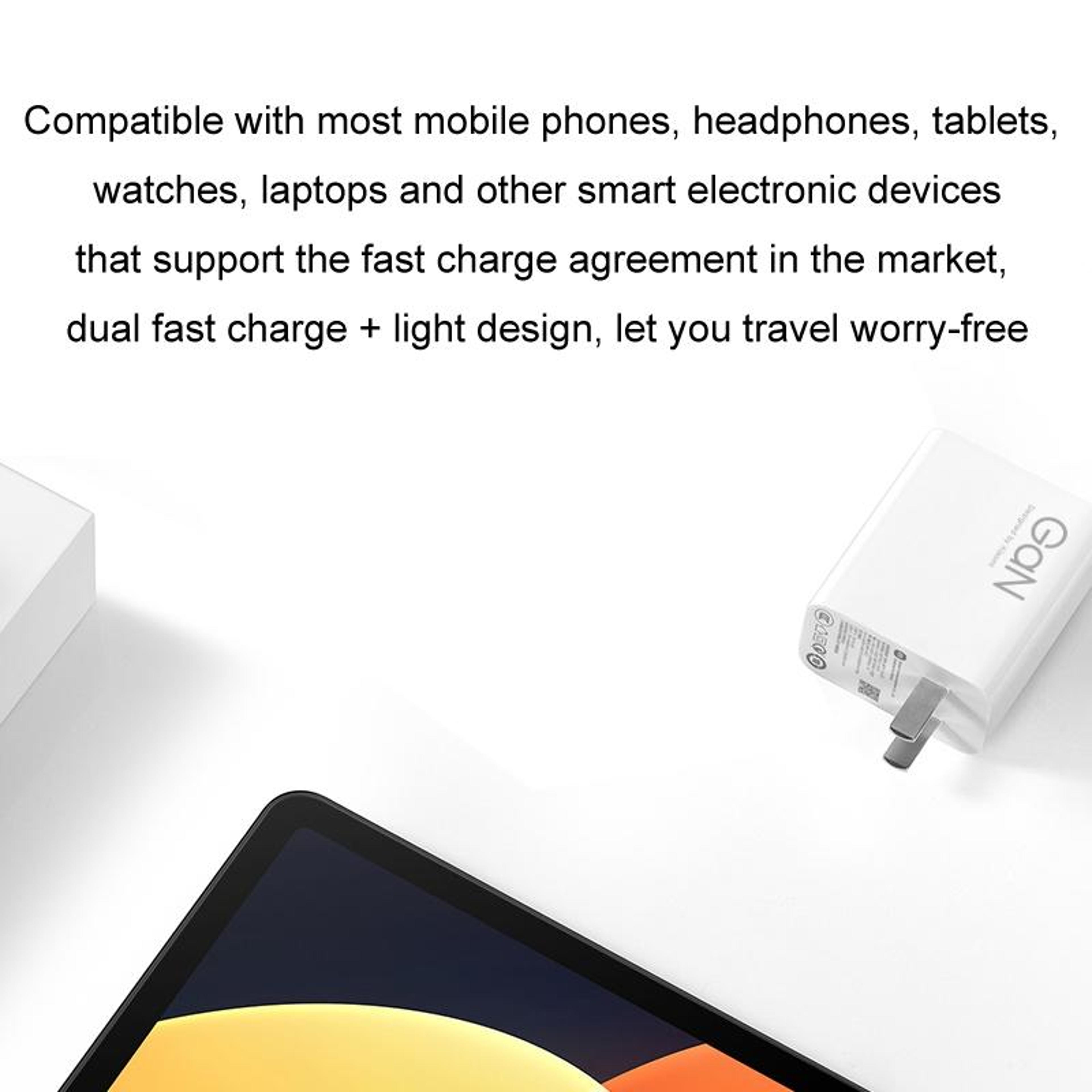 Original Xiaomi 67W GaN Charger Dual Port Fast Charger USB C PD Wall Adapter US Plug White 5