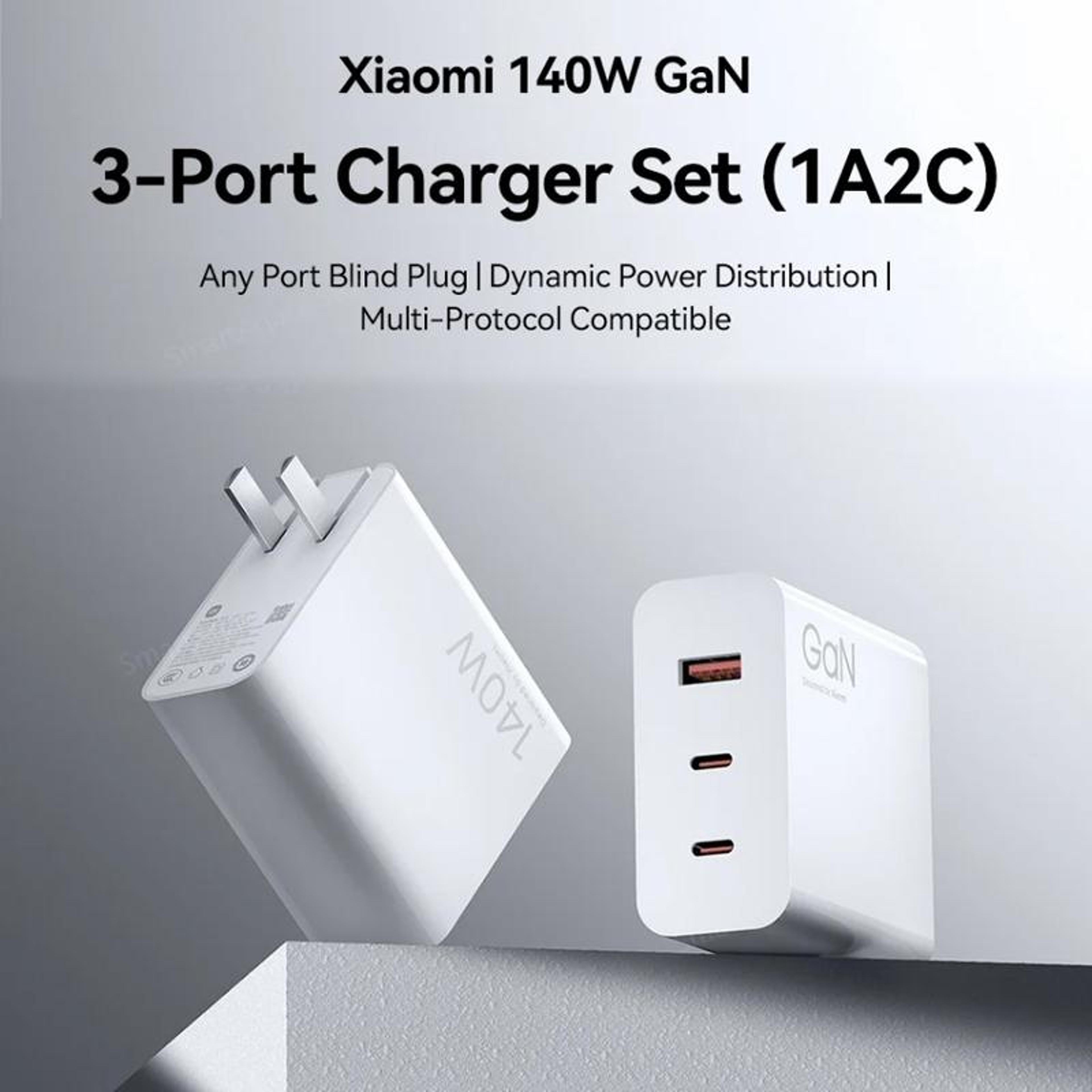 Original Xiaomi 140W GaN Charger 3 Port USB C Fast Charger With USB A US Plug 1
