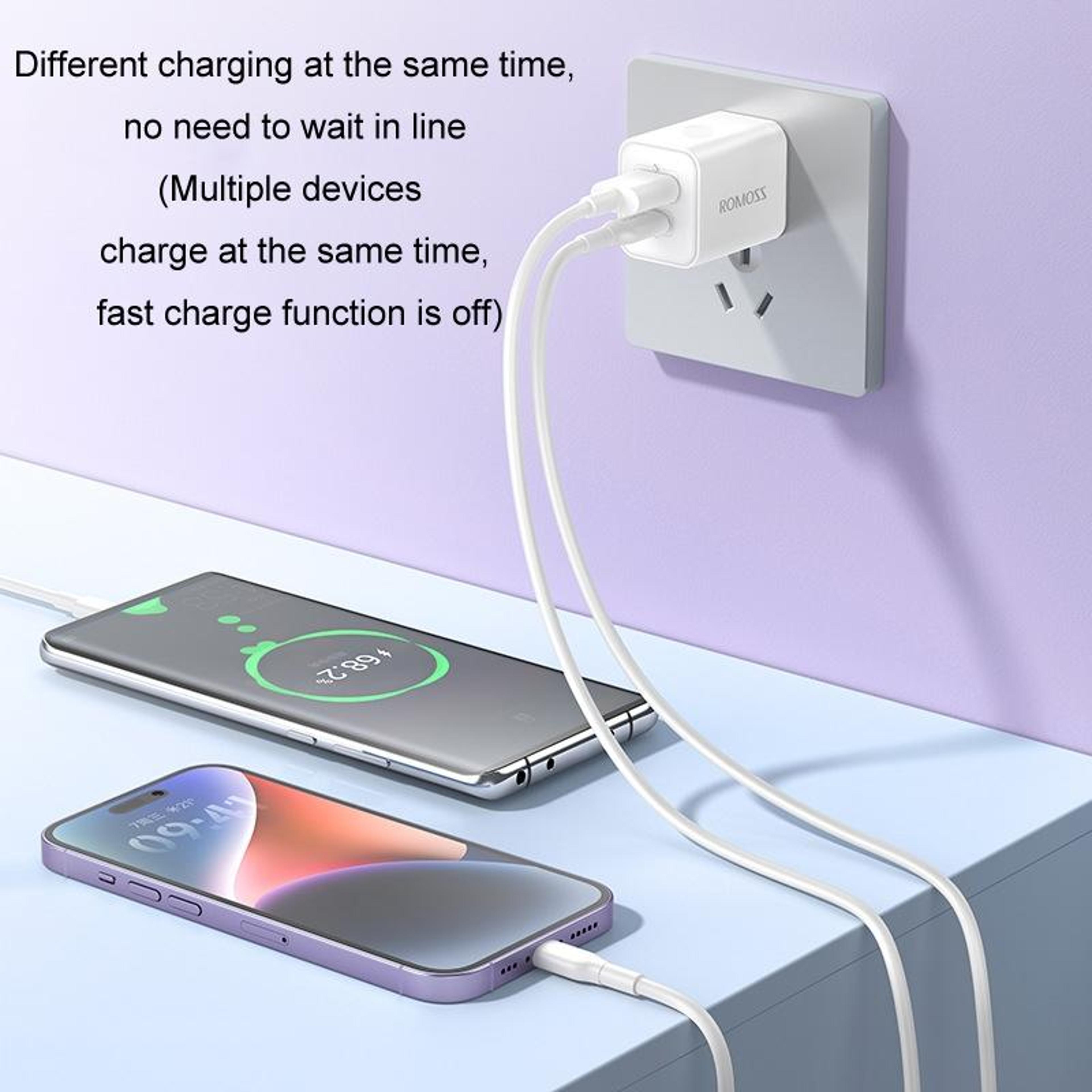 ROMOSS 20W USB C Charger PD Fast Charger With USB C Cable For Apple Huawei Xiaomi Single Port 2