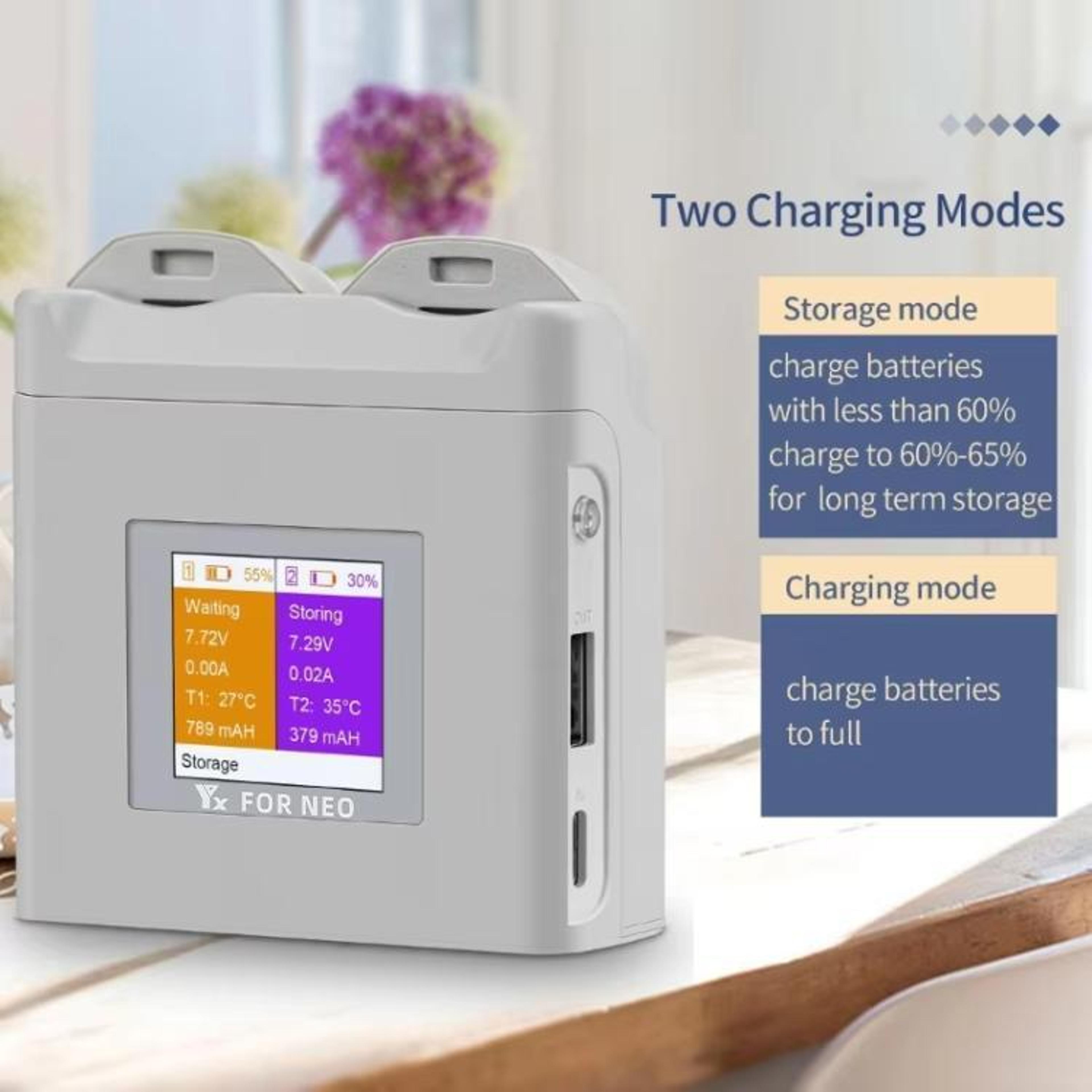 DJI Neo Dual Battery Charger With Color Screen PD Fast Charging Storage Mode 2