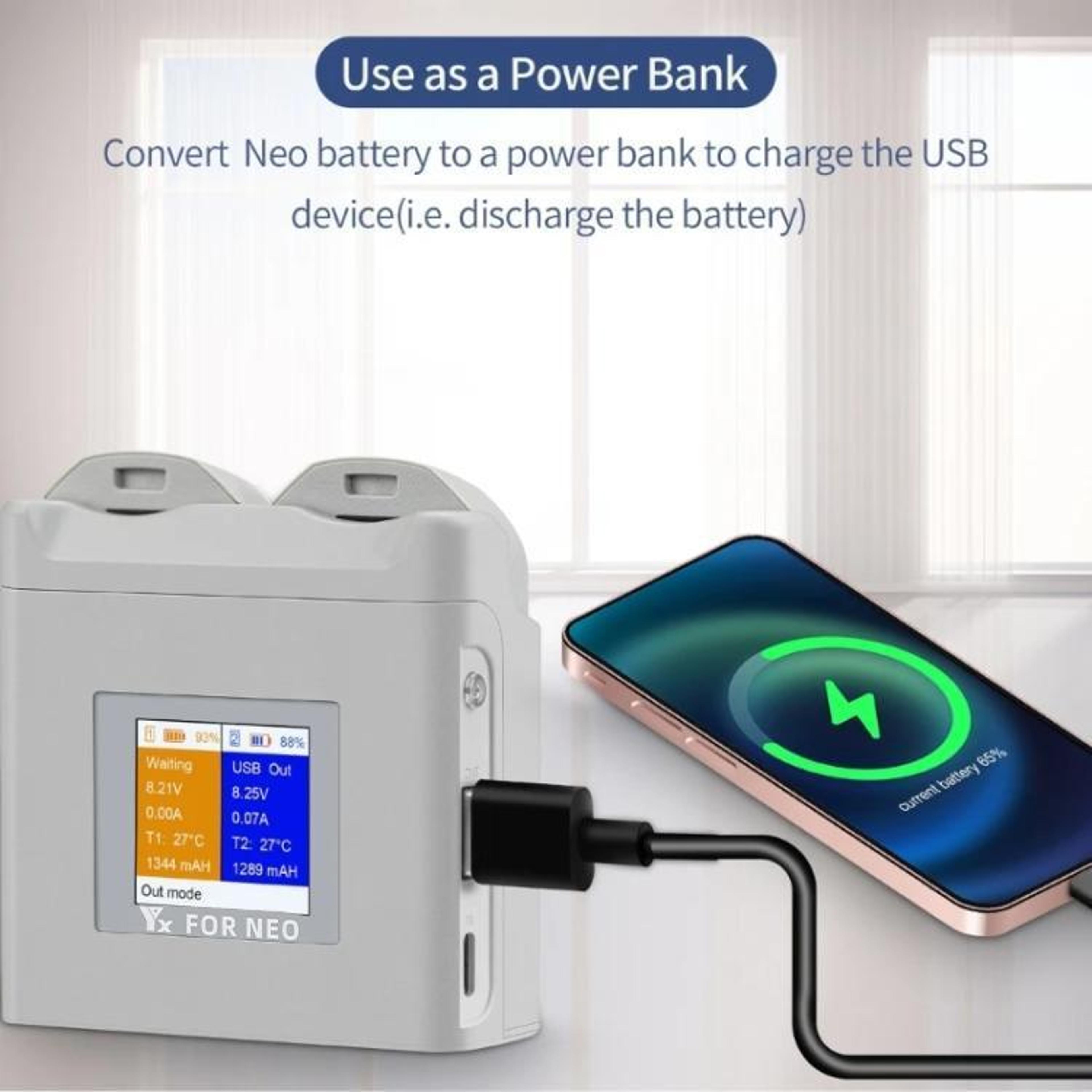 DJI Neo Dual Battery Charger With Color Screen PD Fast Charging Storage Mode 4