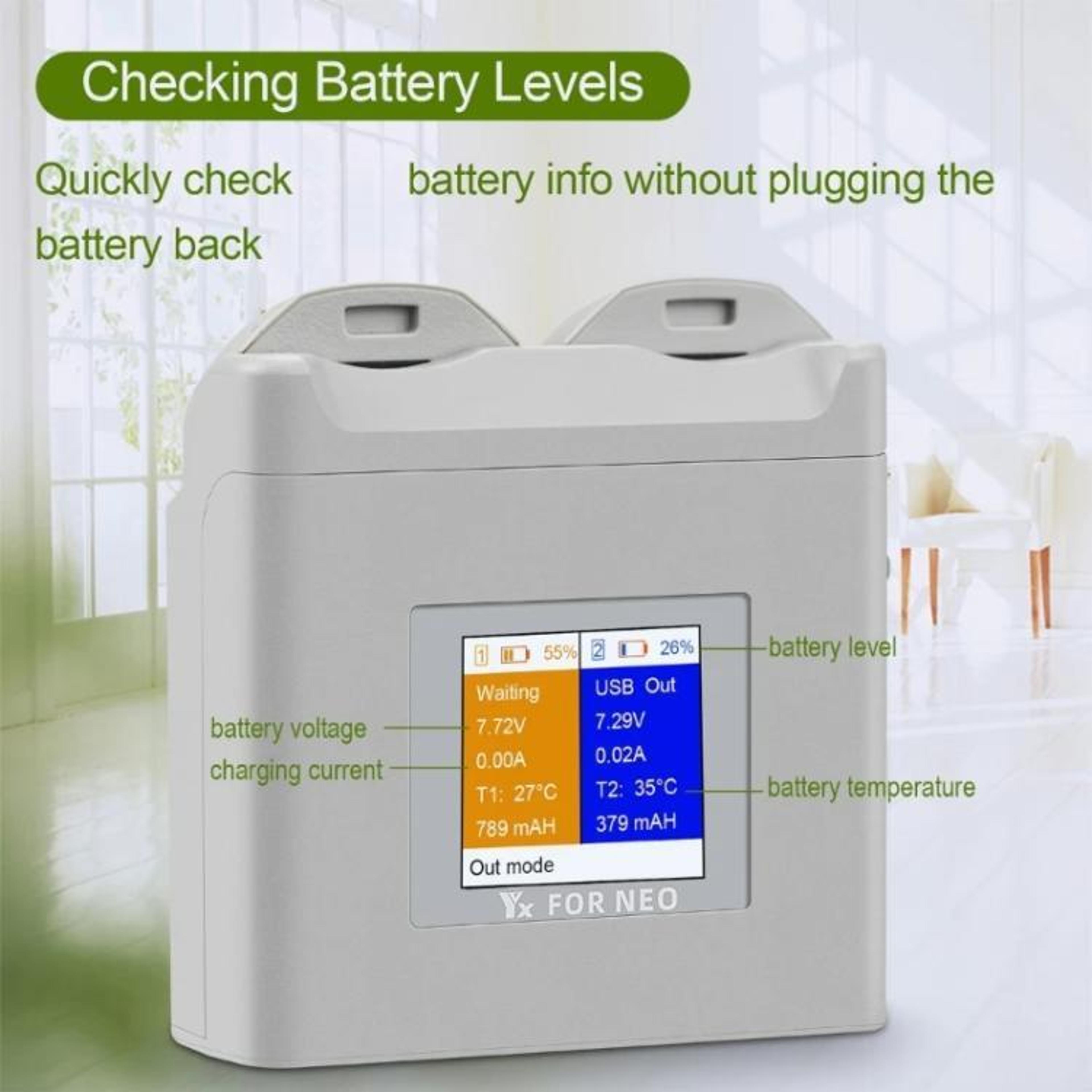 DJI Neo Dual Battery Charger With Color Screen PD Fast Charging Storage Mode 5