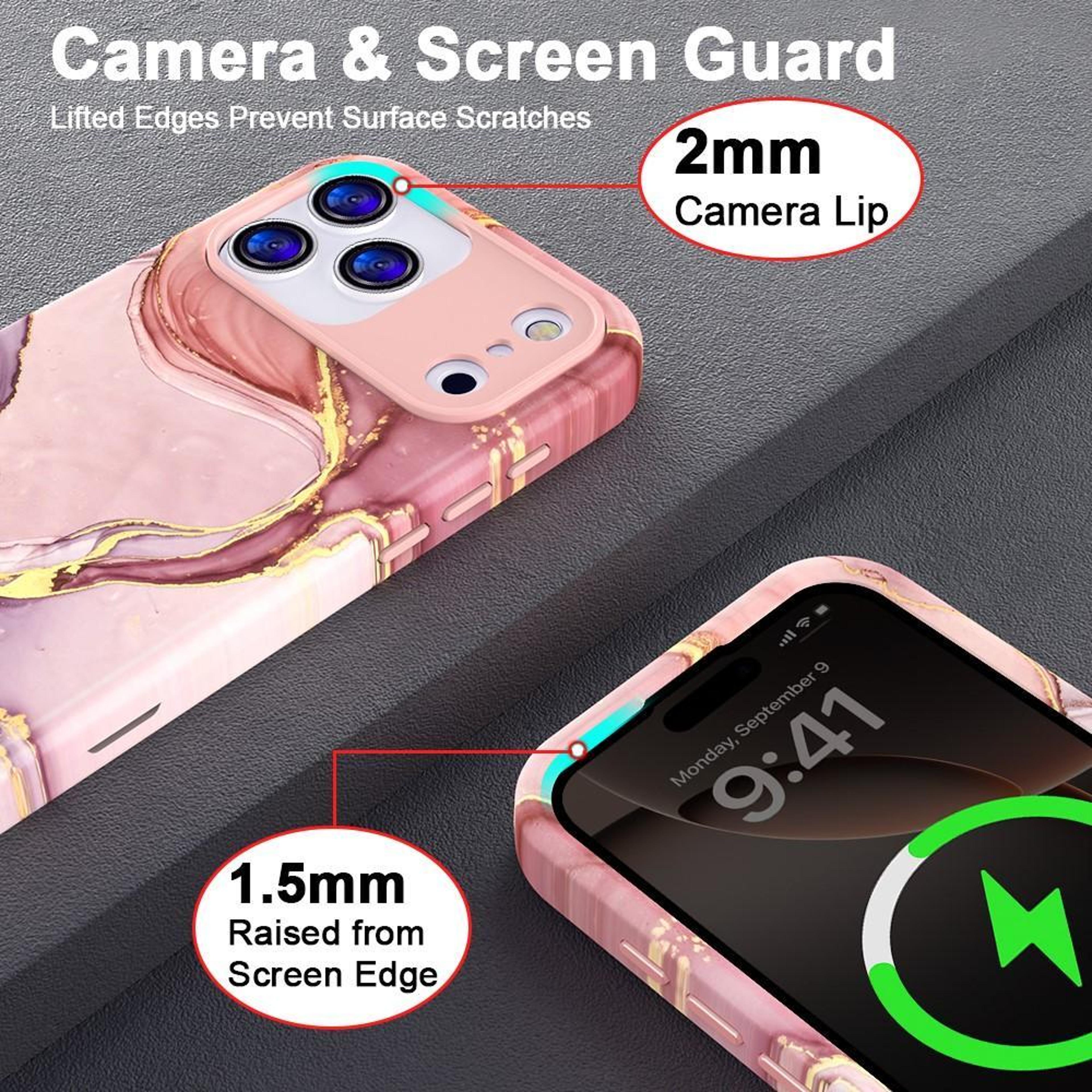 Luxury IPhone 17 Pro Case Marble Pattern Shockproof PC TPU Protective Cover 4