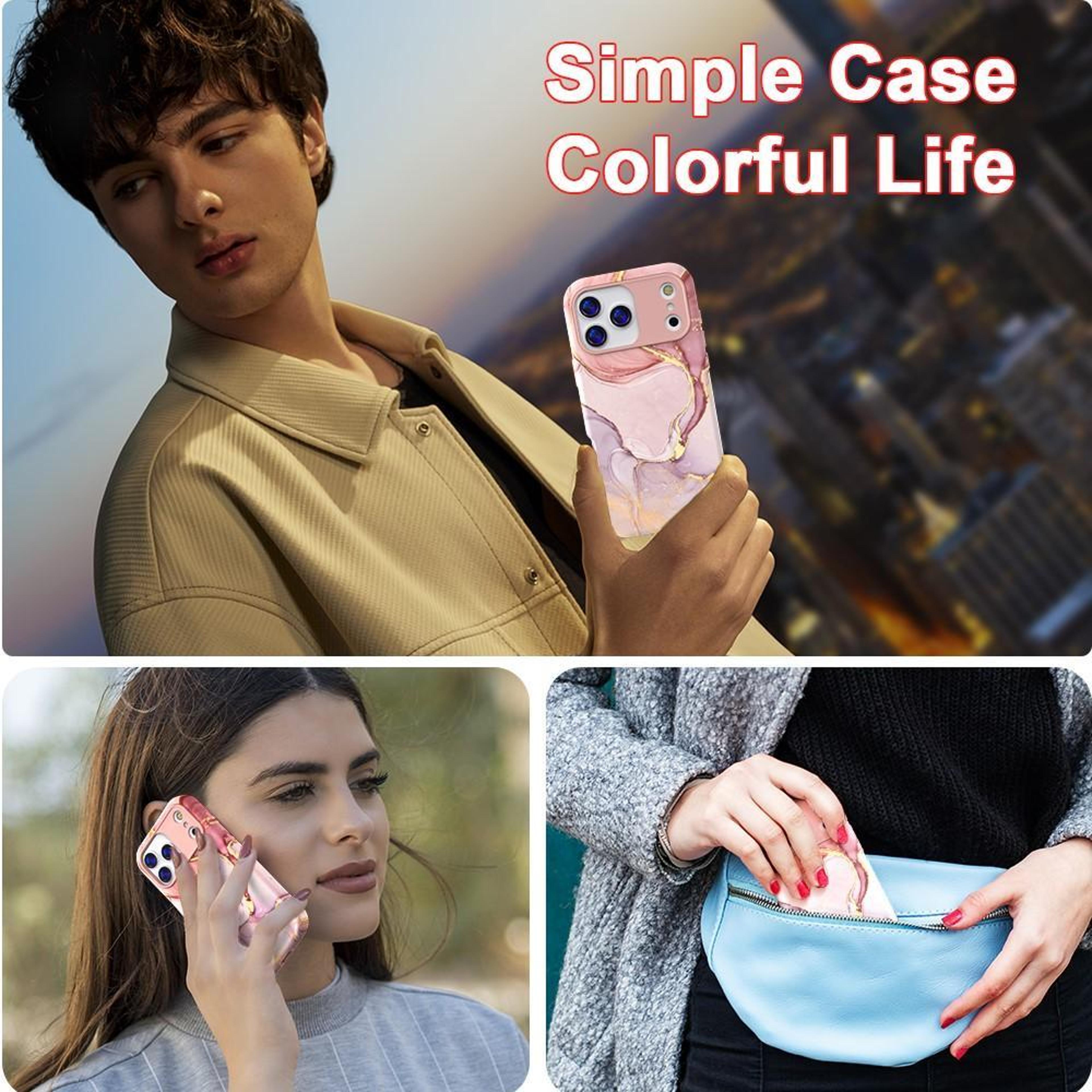 Luxury IPhone 17 Pro Case Marble Pattern Shockproof PC TPU Protective Cover 5