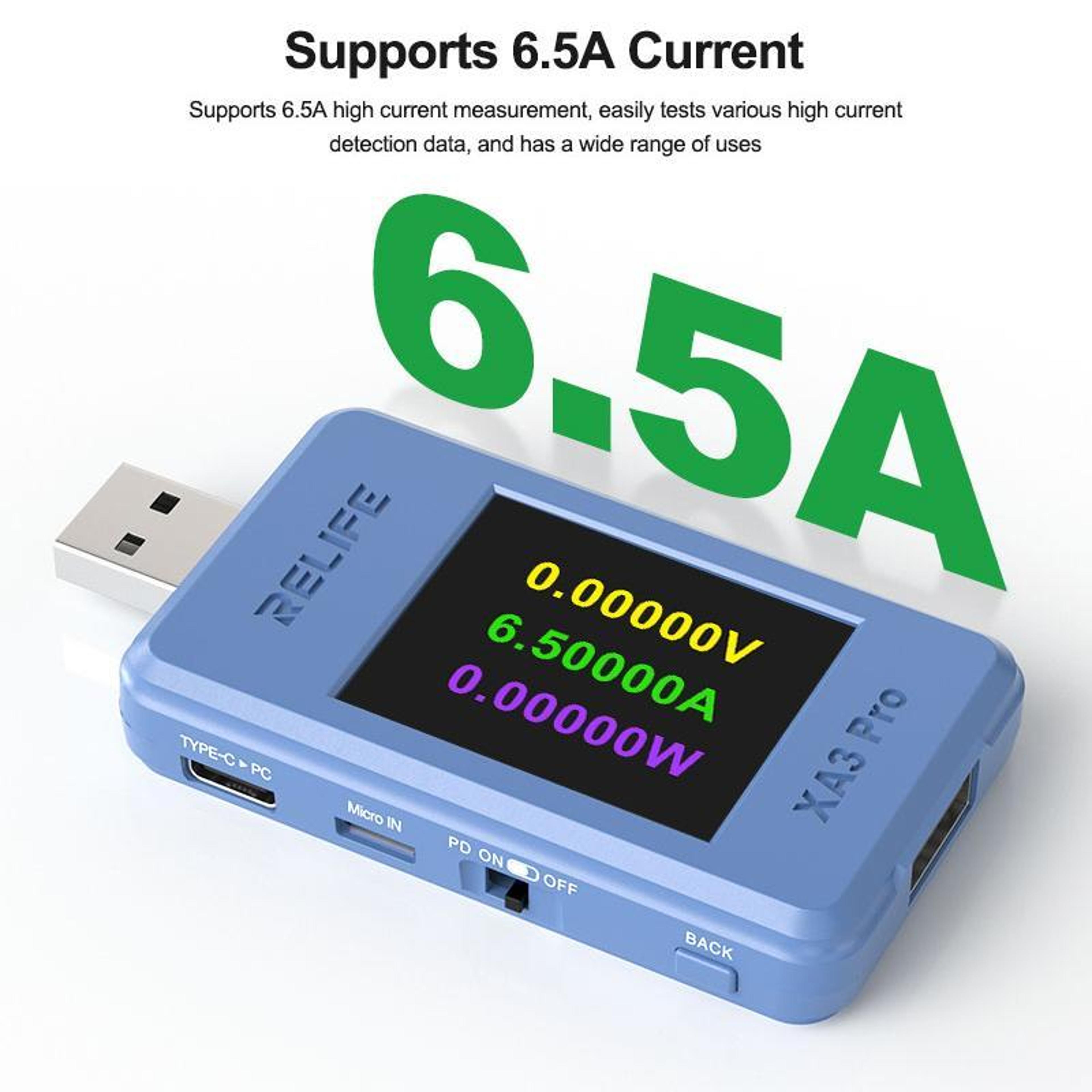 RELIFE XA3 Pro USB Power Tester Type C Power Meter Fast Charging Protocol Detector 4