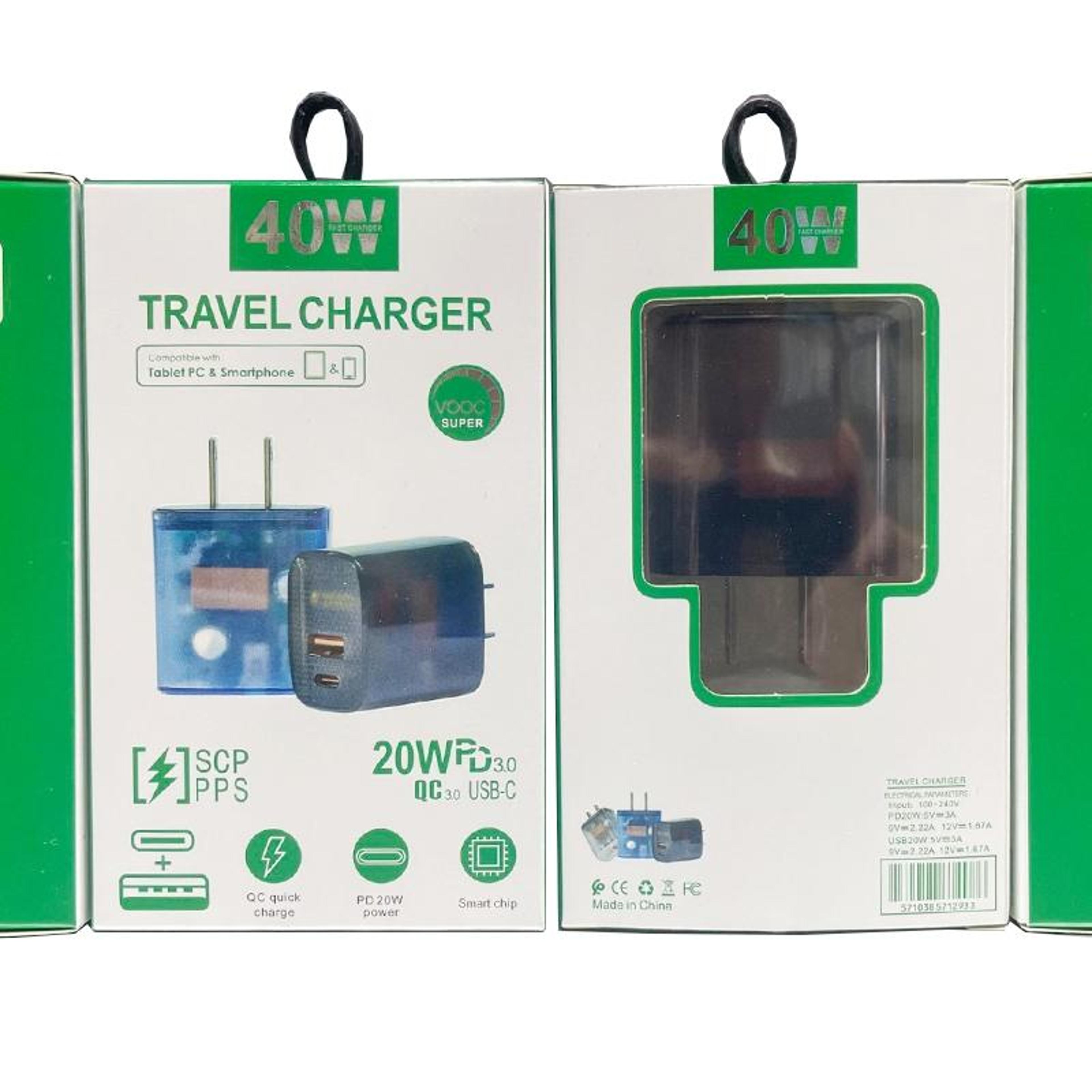 20W USB C Charger PD 30 QC 30 Dual Port Fast Charging Adapter Transparent US Plug 8