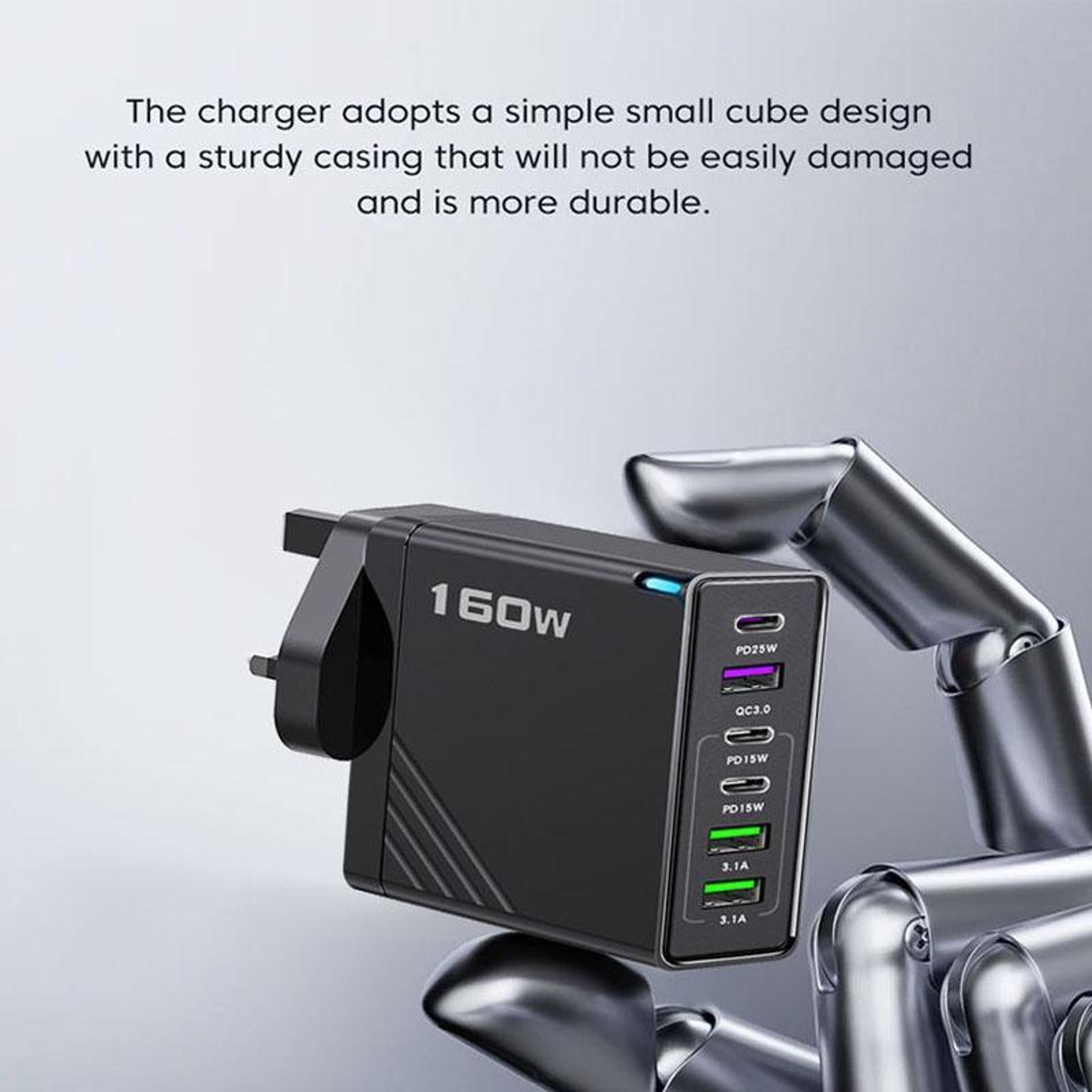 160W USB C Charger 6 Port Multi Port Charger Fast Charging Station For Phones And Tablets 2