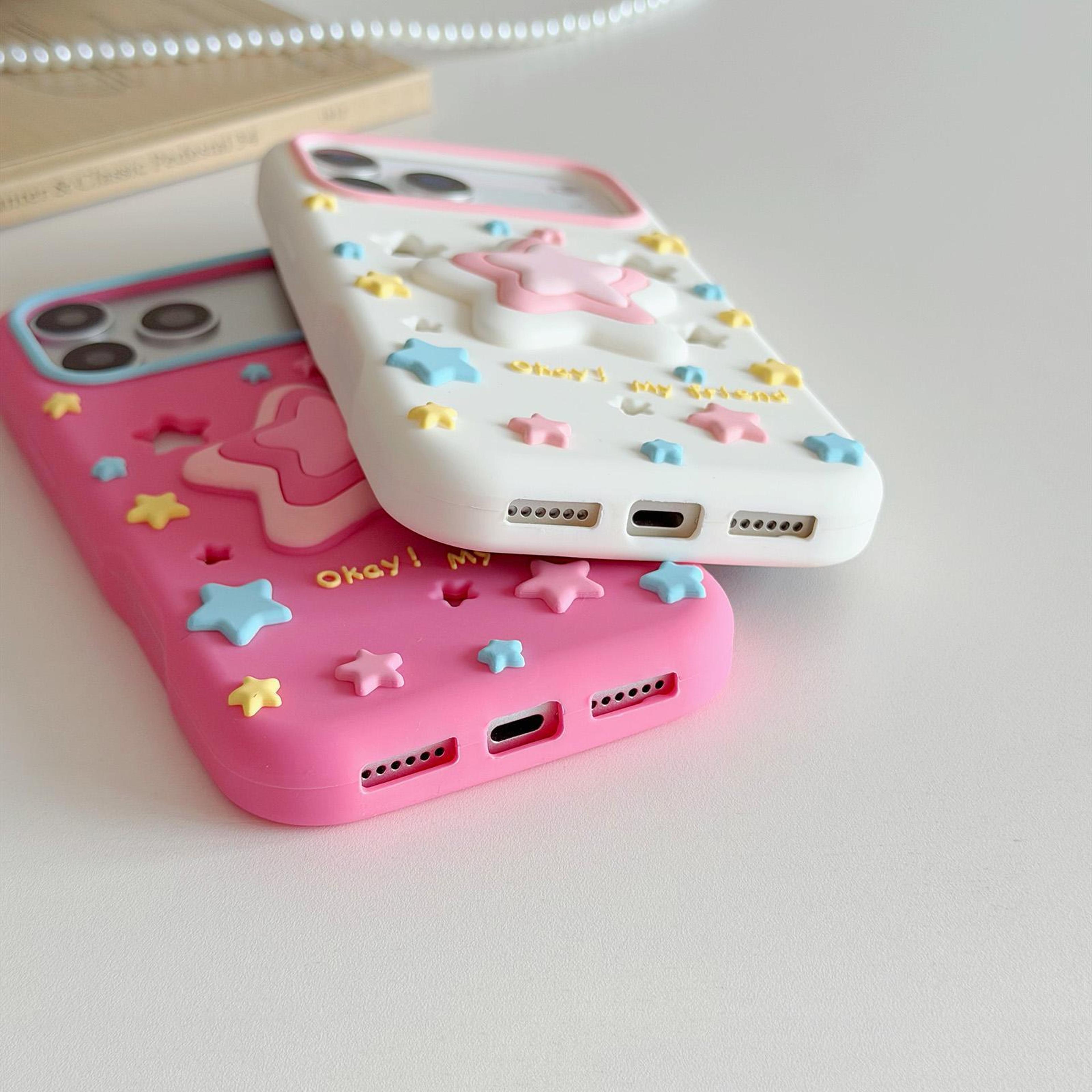 Cute Star IPhone 15 Pro Max Case Silicone Protective Phone Cover With Lanyard 5