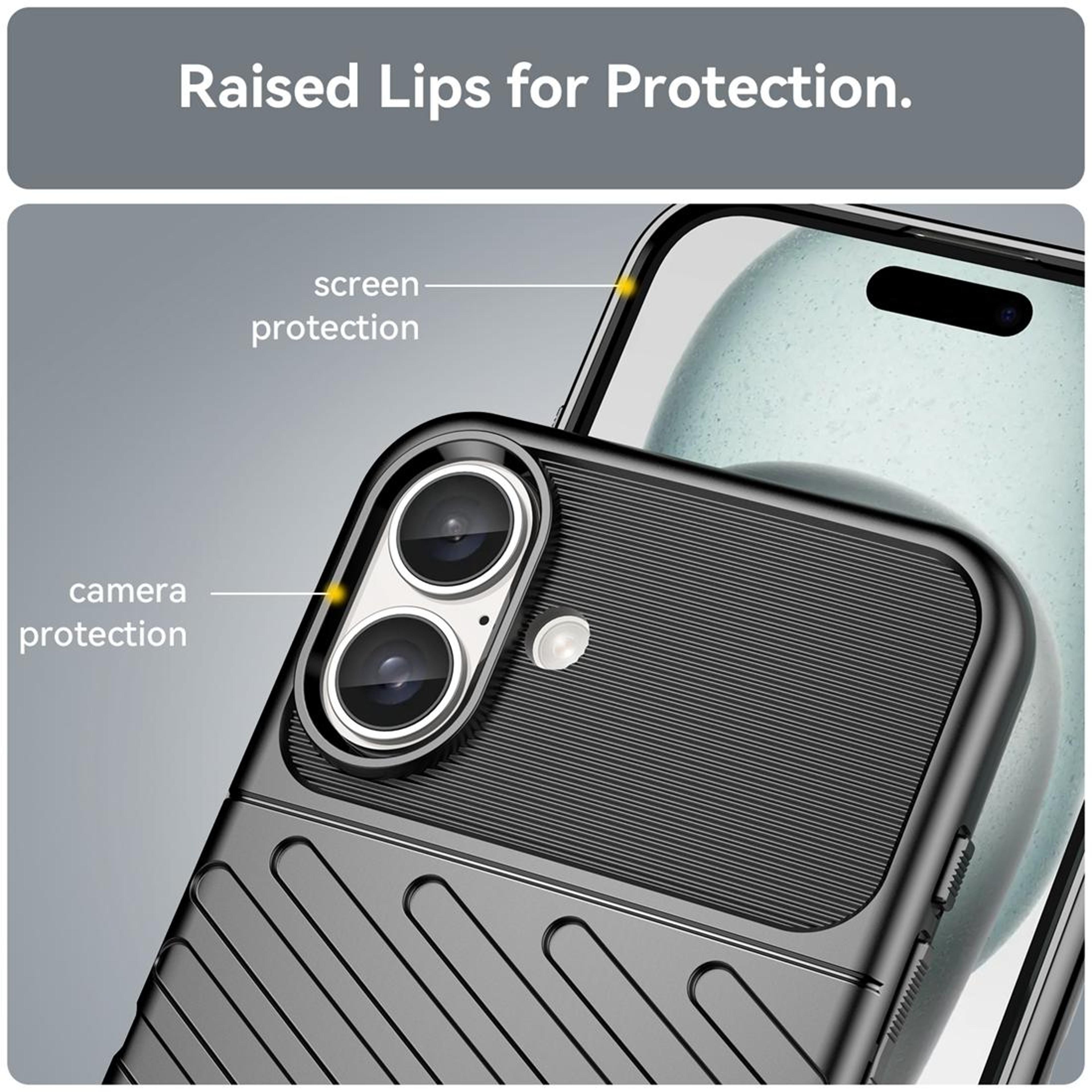 Thunderbolt IPhone 16 Plus Case Shockproof TPU Phone Case Slim Protective Cover 5