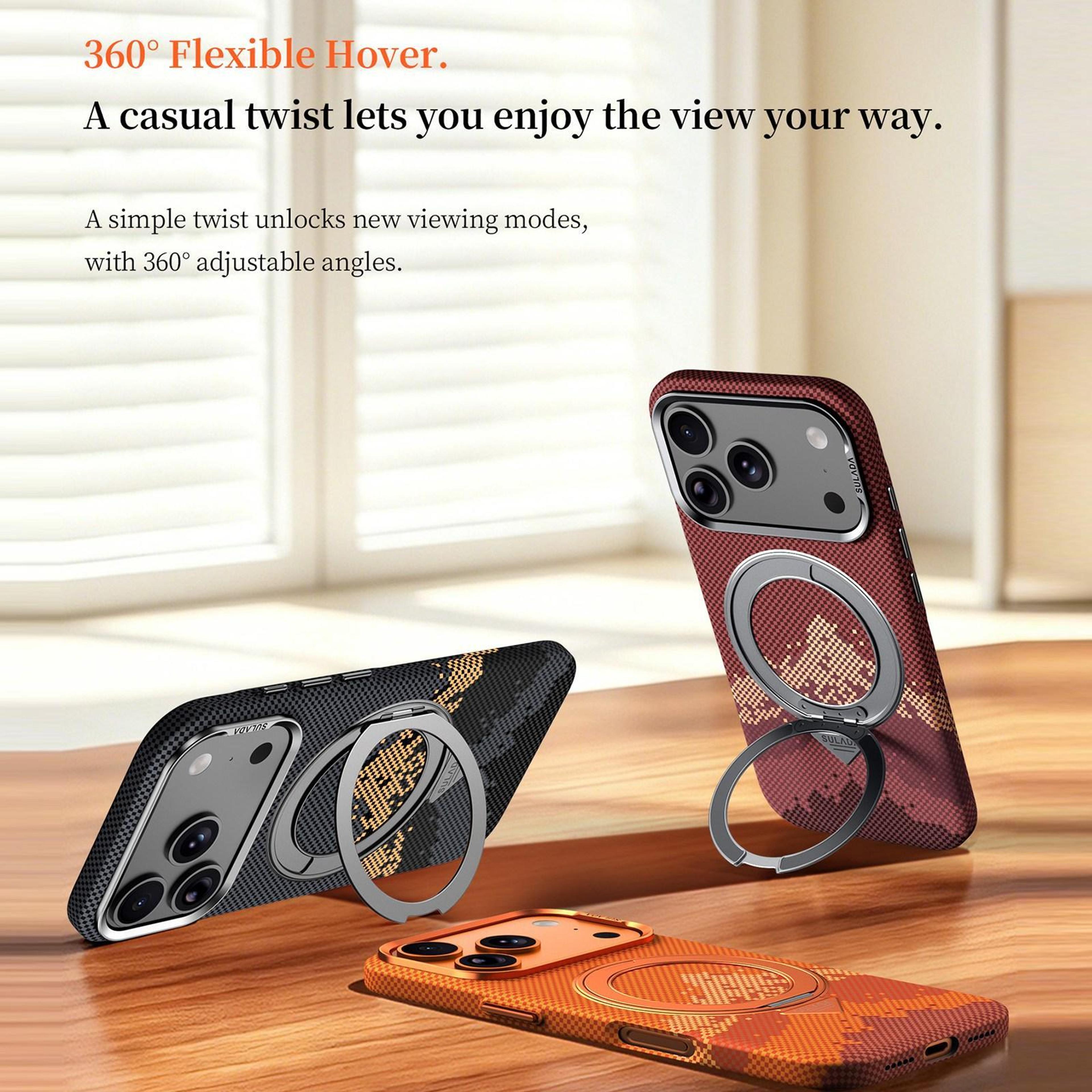 SULADA Kevlar IPhone 17 Pro Case With MagSafe Magnetic Case And 360 Rotating Stand 5
