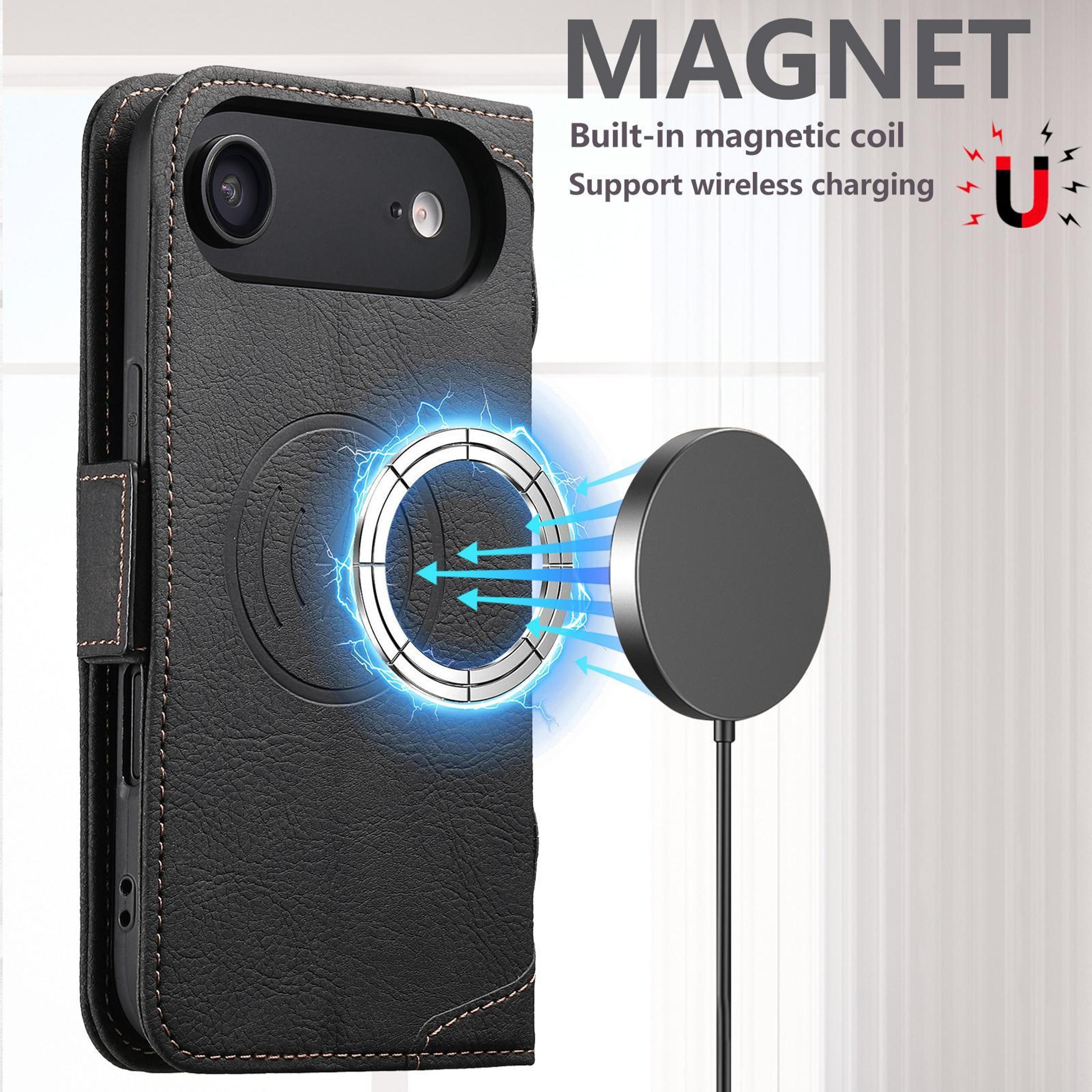 SUTENI J07 MagSafe Leather Case For IPhone Air Wallet Flip Phone Cover With Card Holder Stand 3