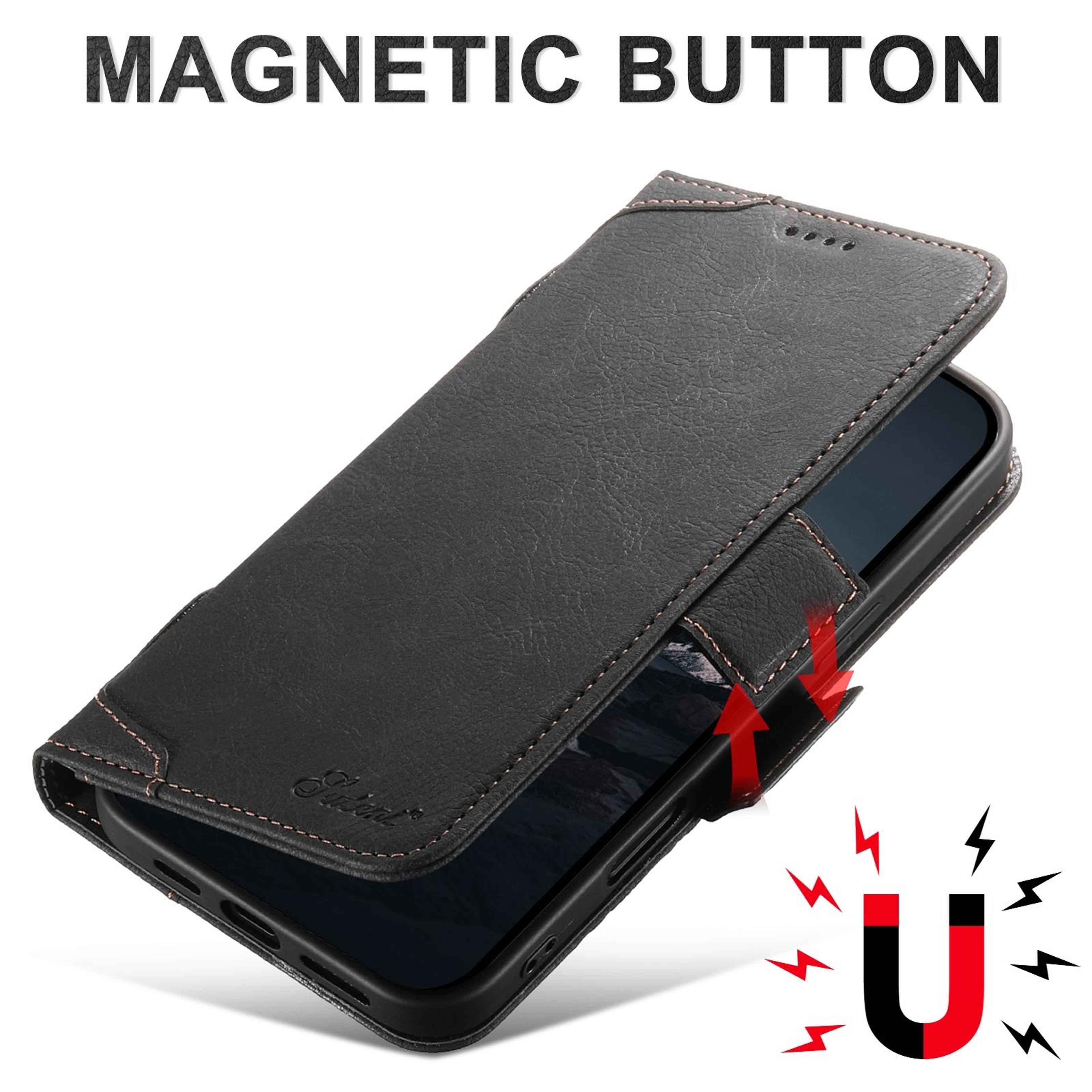 SUTENI J07 IPhone 16 Plus MagSafe Case Leather Wallet Flip Cover With Card Holder 1