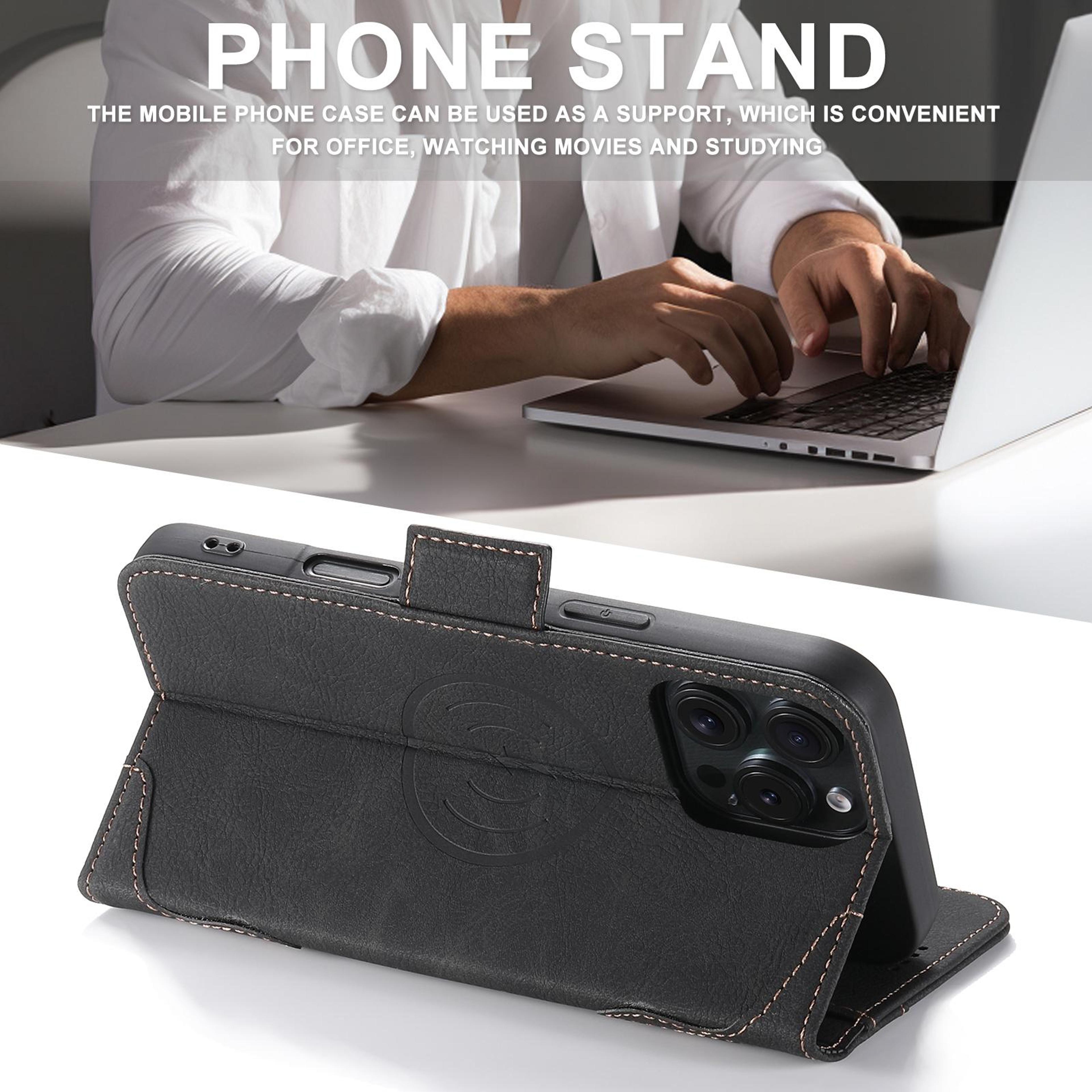 SUTENI J07 IPhone 16 Plus MagSafe Case Leather Wallet Flip Cover With Card Holder 3
