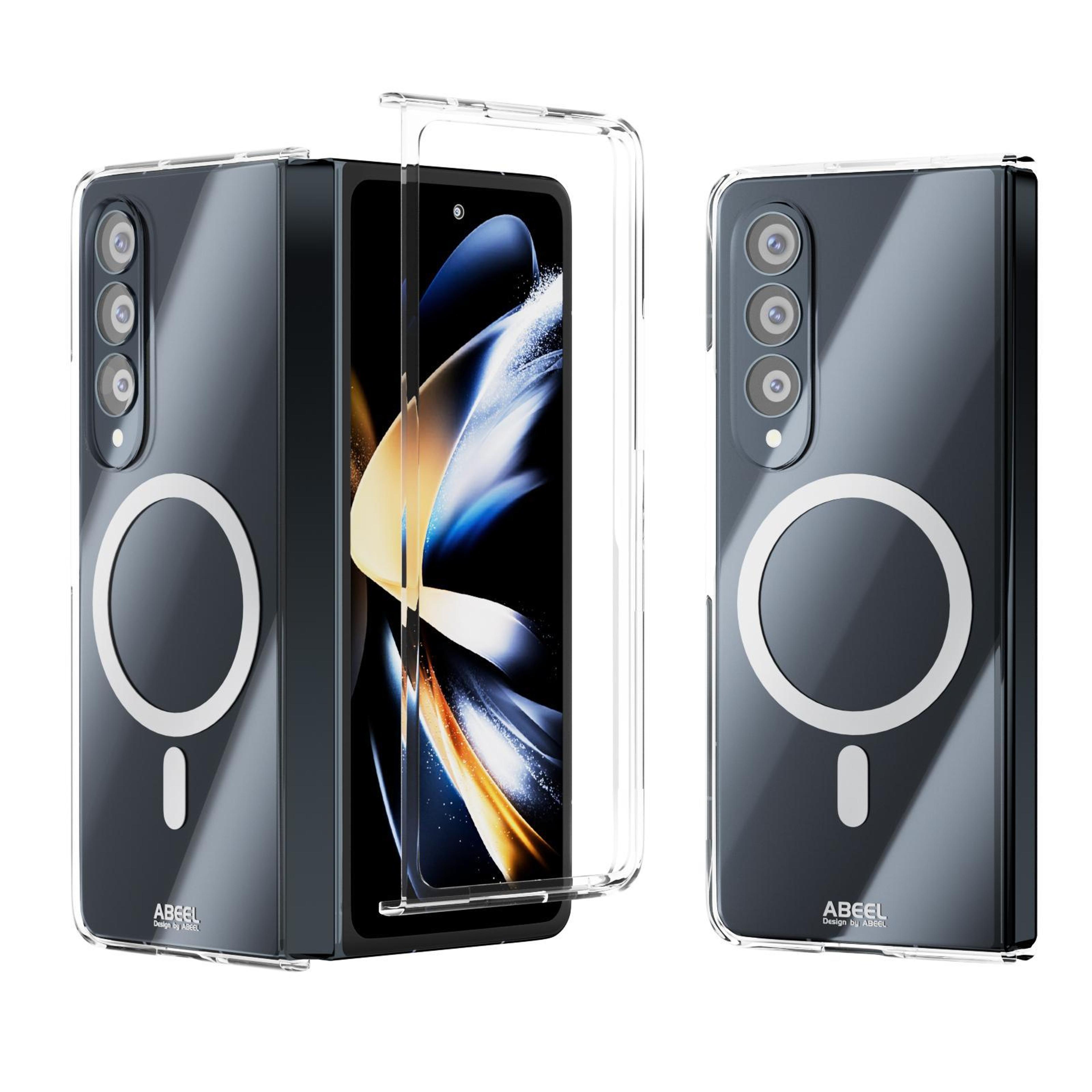 abeel samsung galaxy z fold4 case with magsafe case clear scratch-resistant magnetic cover