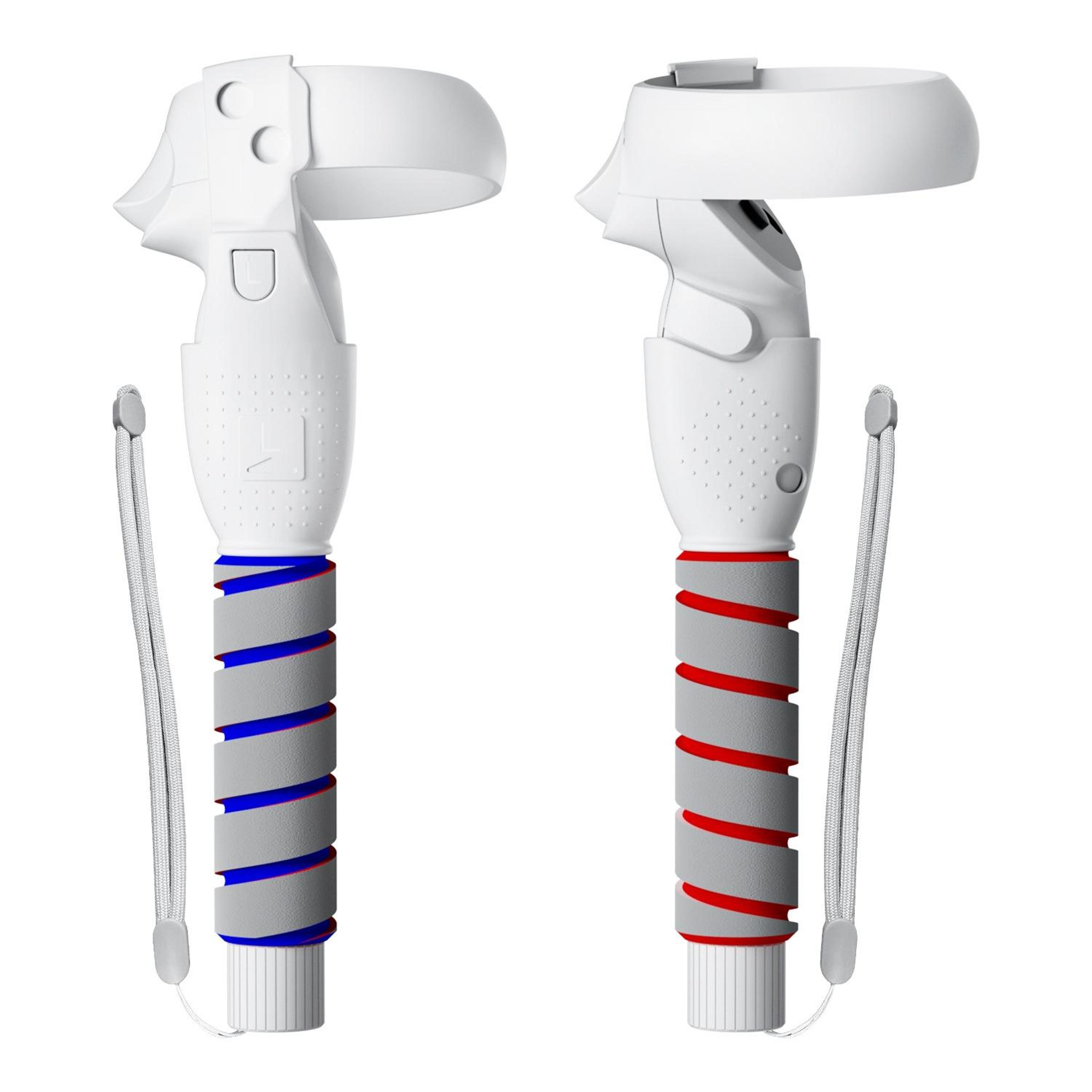 meta quest 2 controller grips with beat saber handles and vr controller extensions