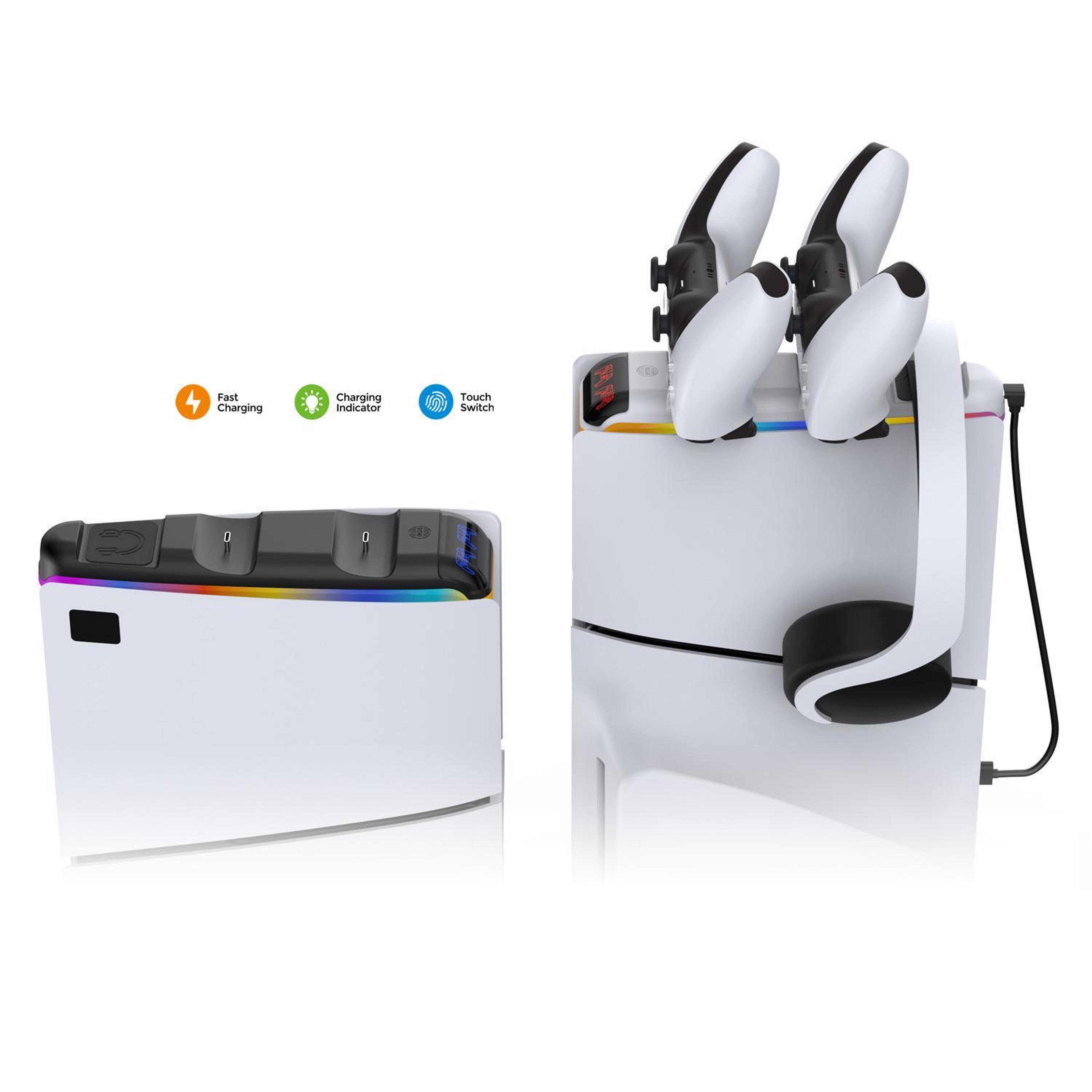 DOBE TP53597 PS5 Slim Charging Stand With Headset Holder And RGB Light Black 6