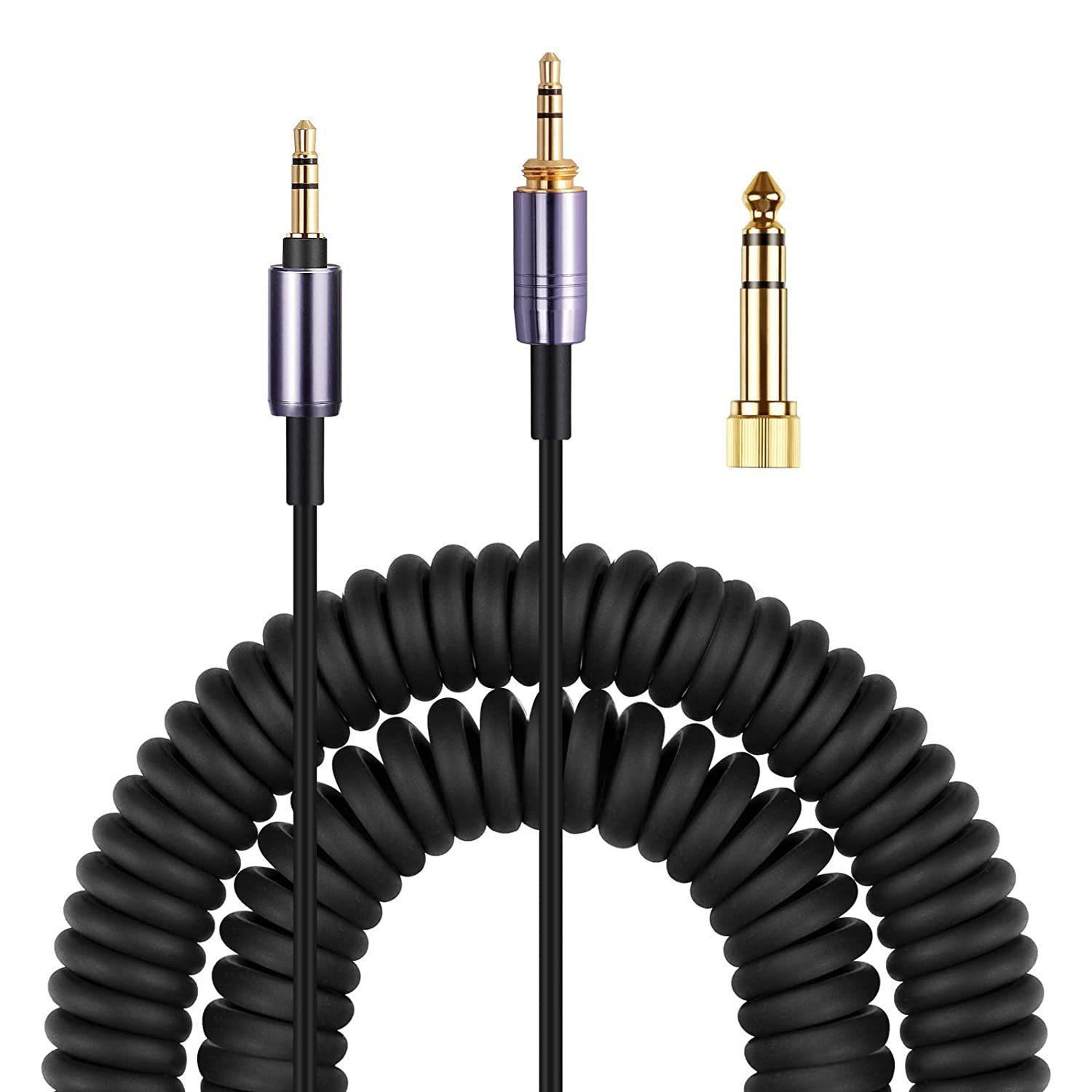 sony wh-1000xm4 replacement cable 1.5-5m coiled headphone cable with 3.5mm plug and 6.35mm adapter