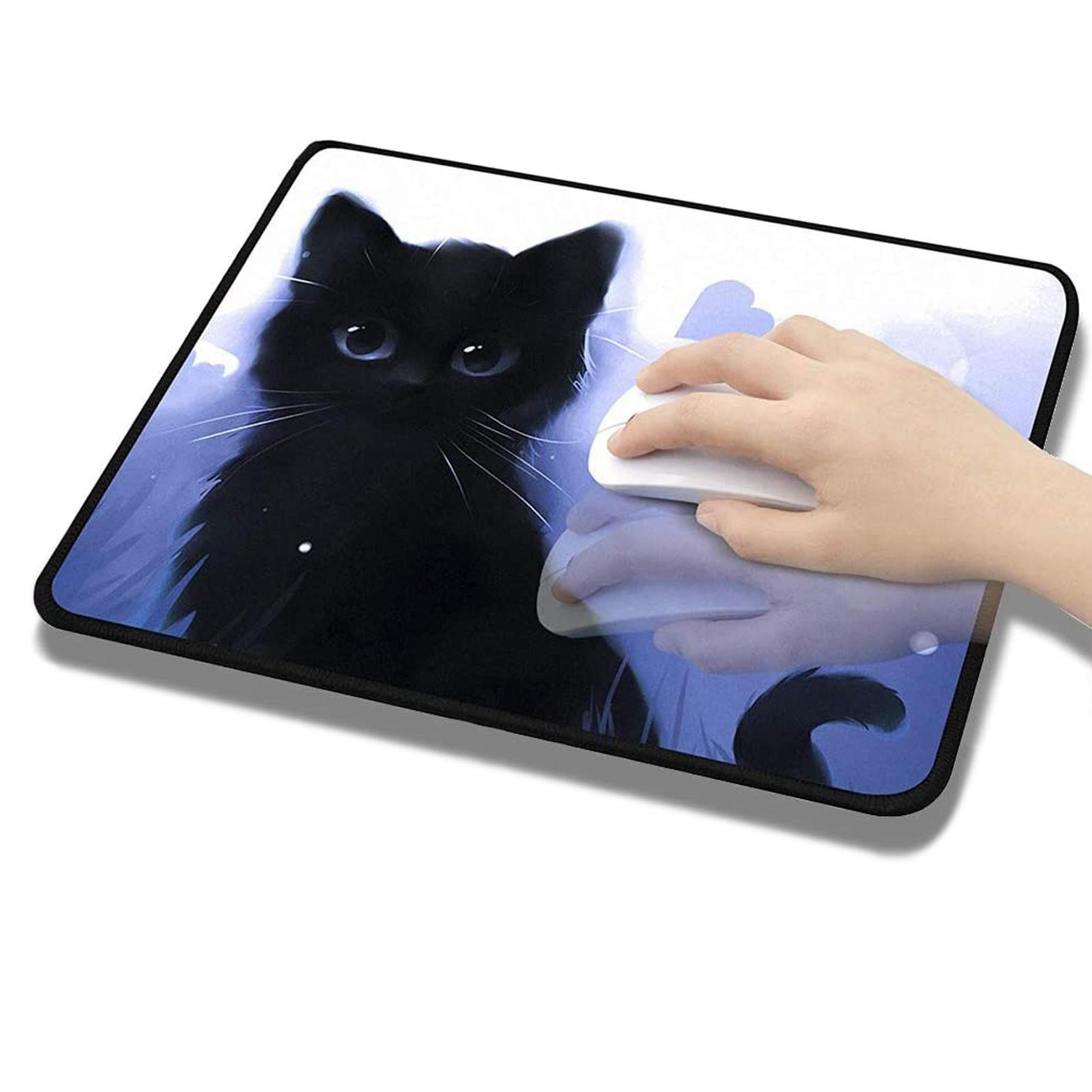 cute cat gaming mouse pad with non-slip rubber base and smooth tracking surface