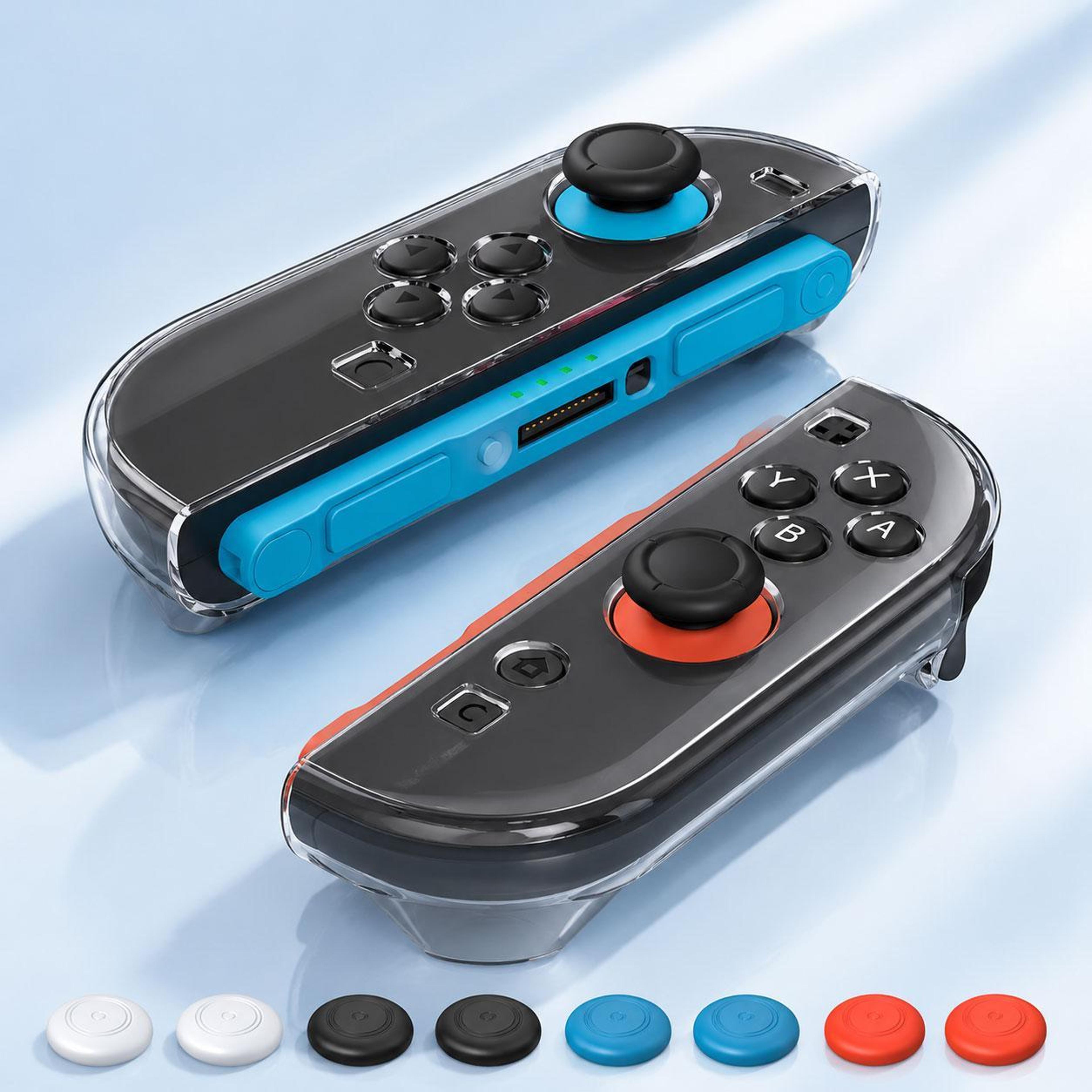 xdcase nintendo switch joy-con case clear tpu cover with 8 thumb grip caps