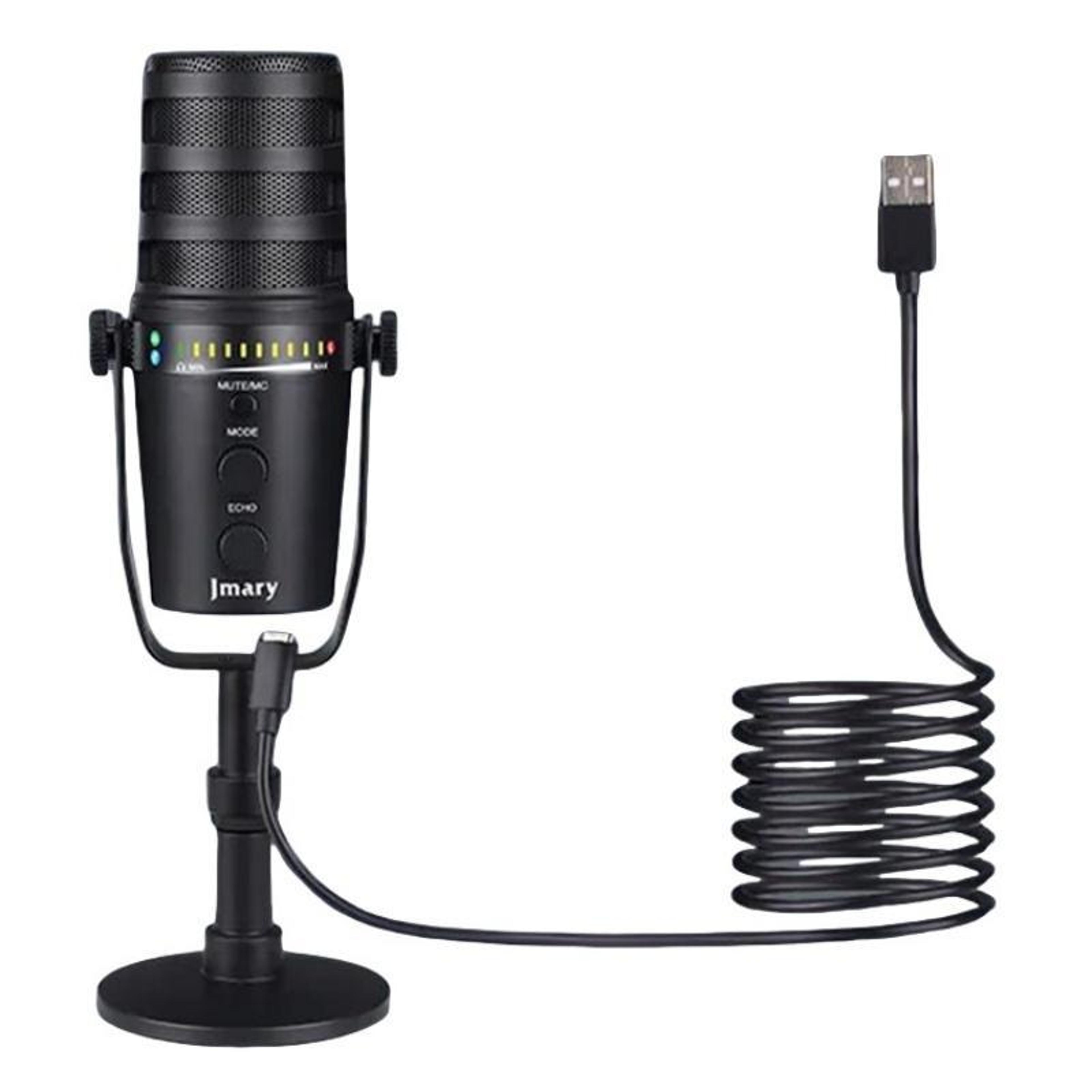 jmary mc-pw12 usb desktop podcast microphone with cardioid pickup and zero-latency monitoring