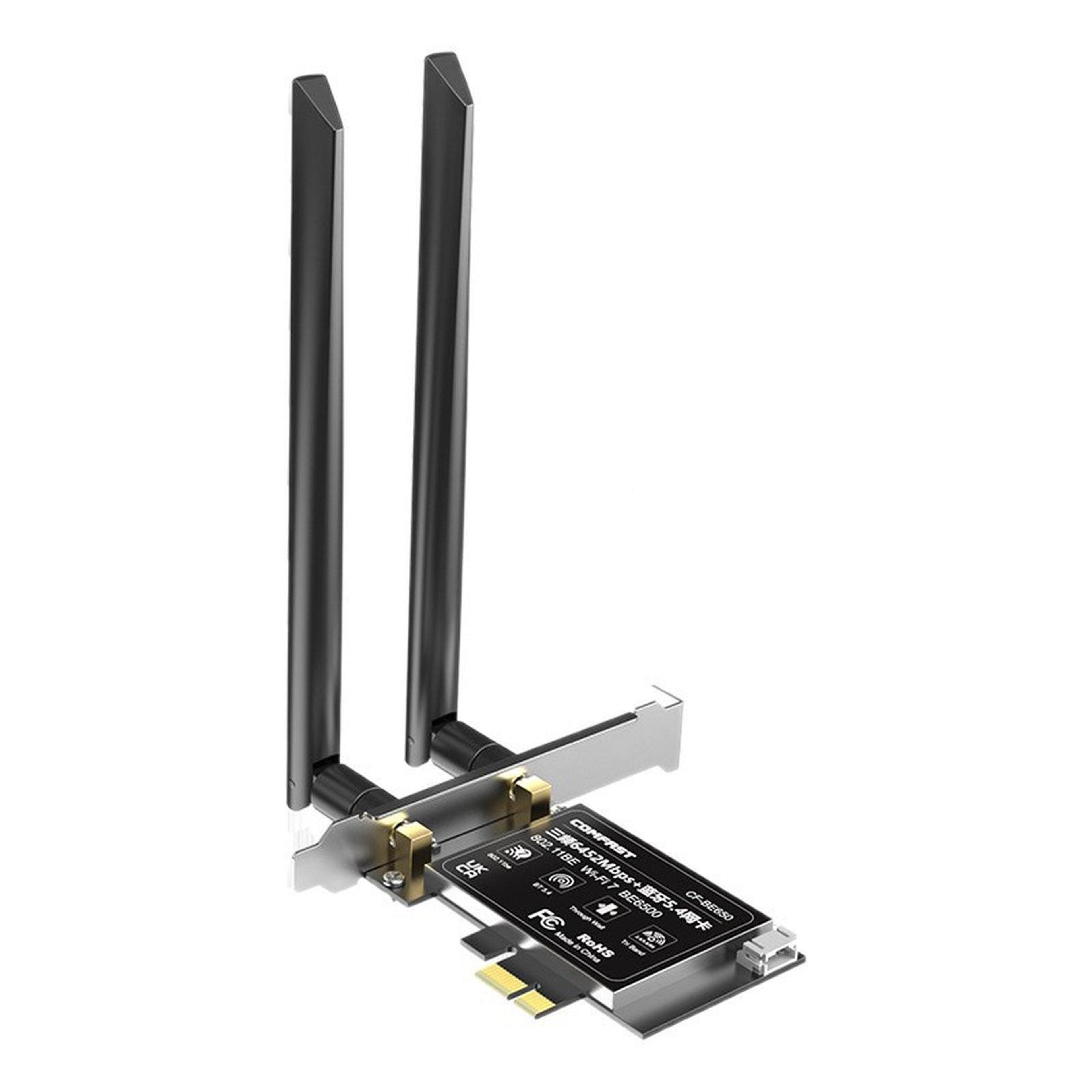 comfast cf-be650 wifi 7 pcie card be6500 tri-band 6500mbps with bluetooth 5.4