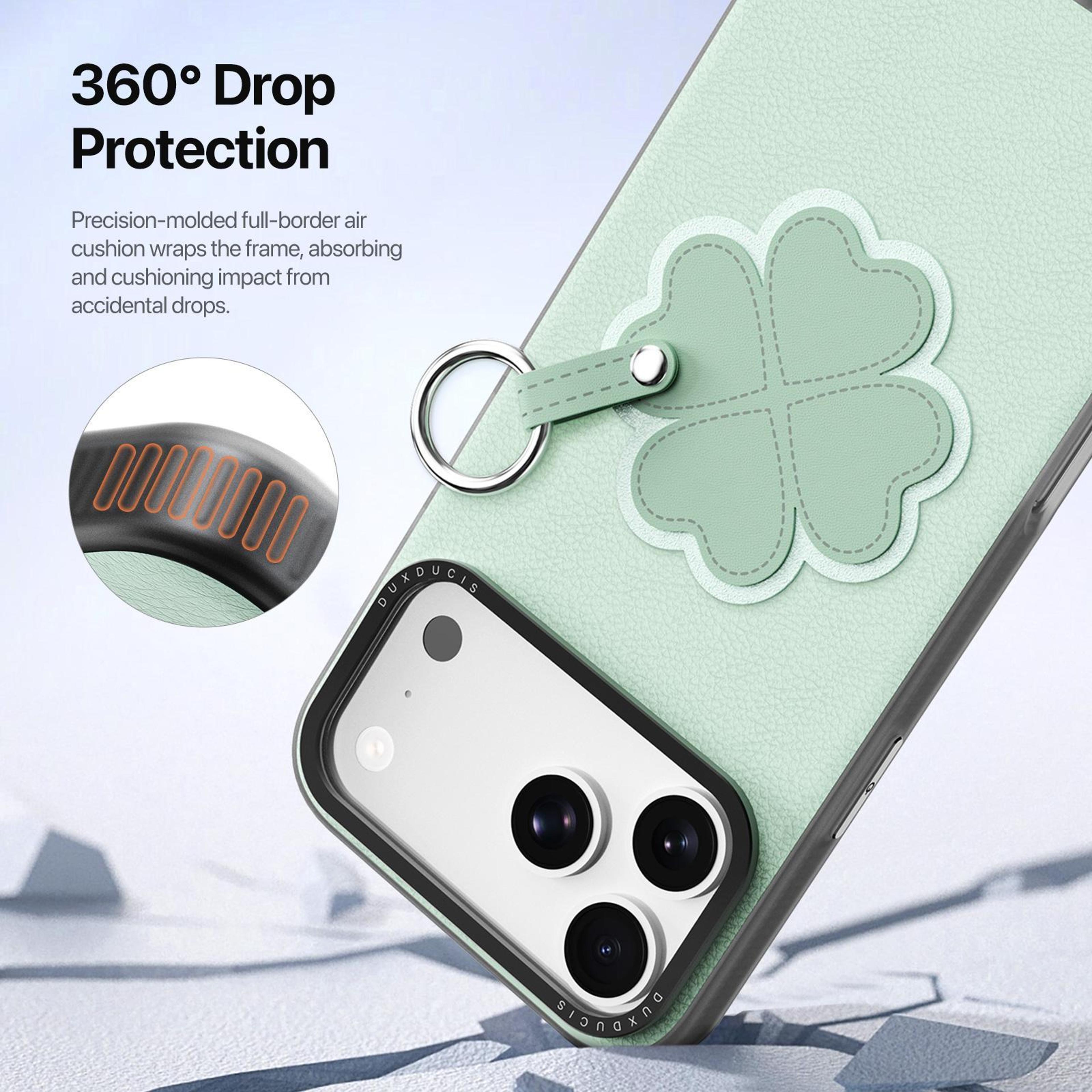 DUX DUCIS LUVY IPhone 18 Pro Case  With Ring And Lanyard Clover Green 6