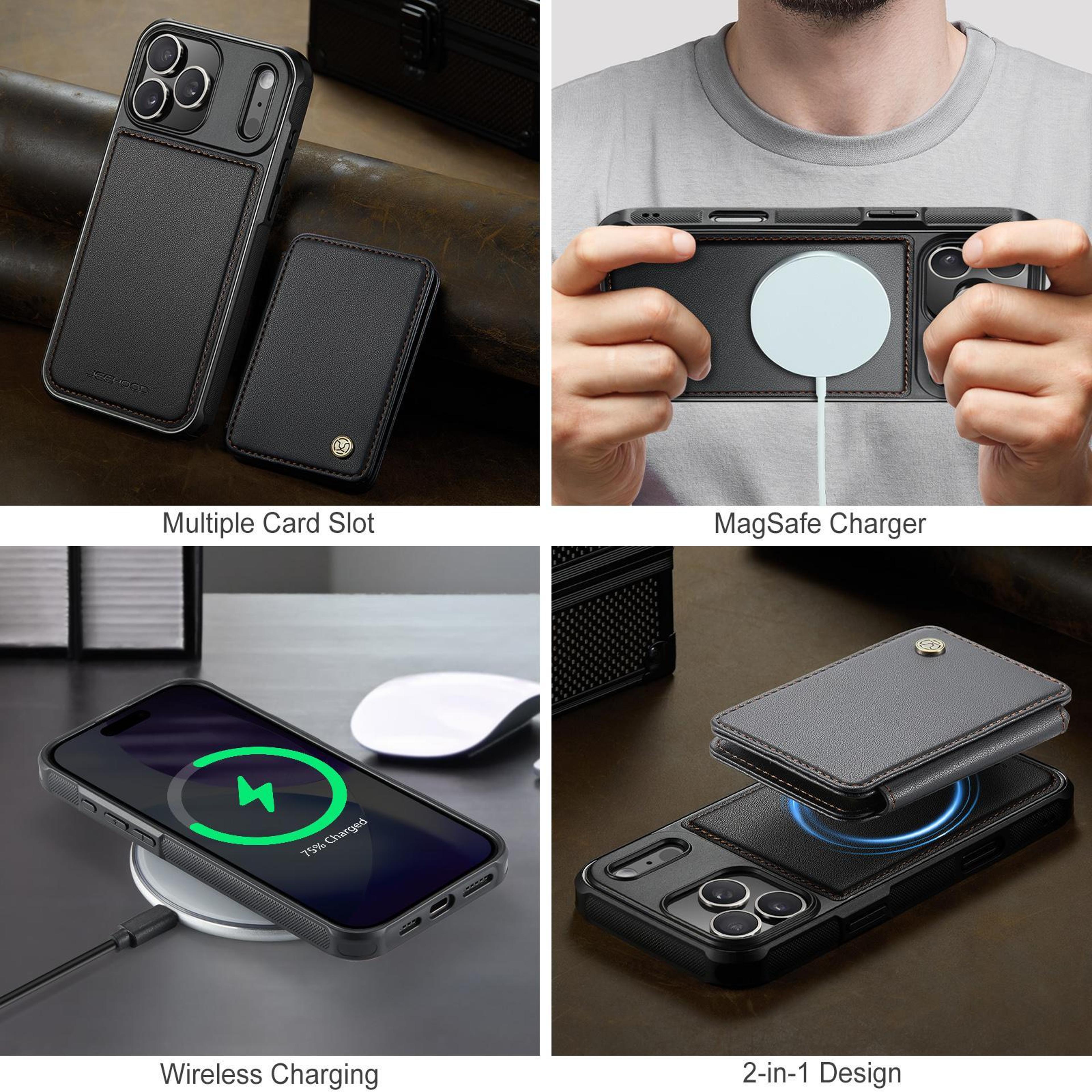 JEEHOOD J05 IPhone 18 Pro Max RFID Leather Magnetic Wallet Case With Detachable Card Holder 3
