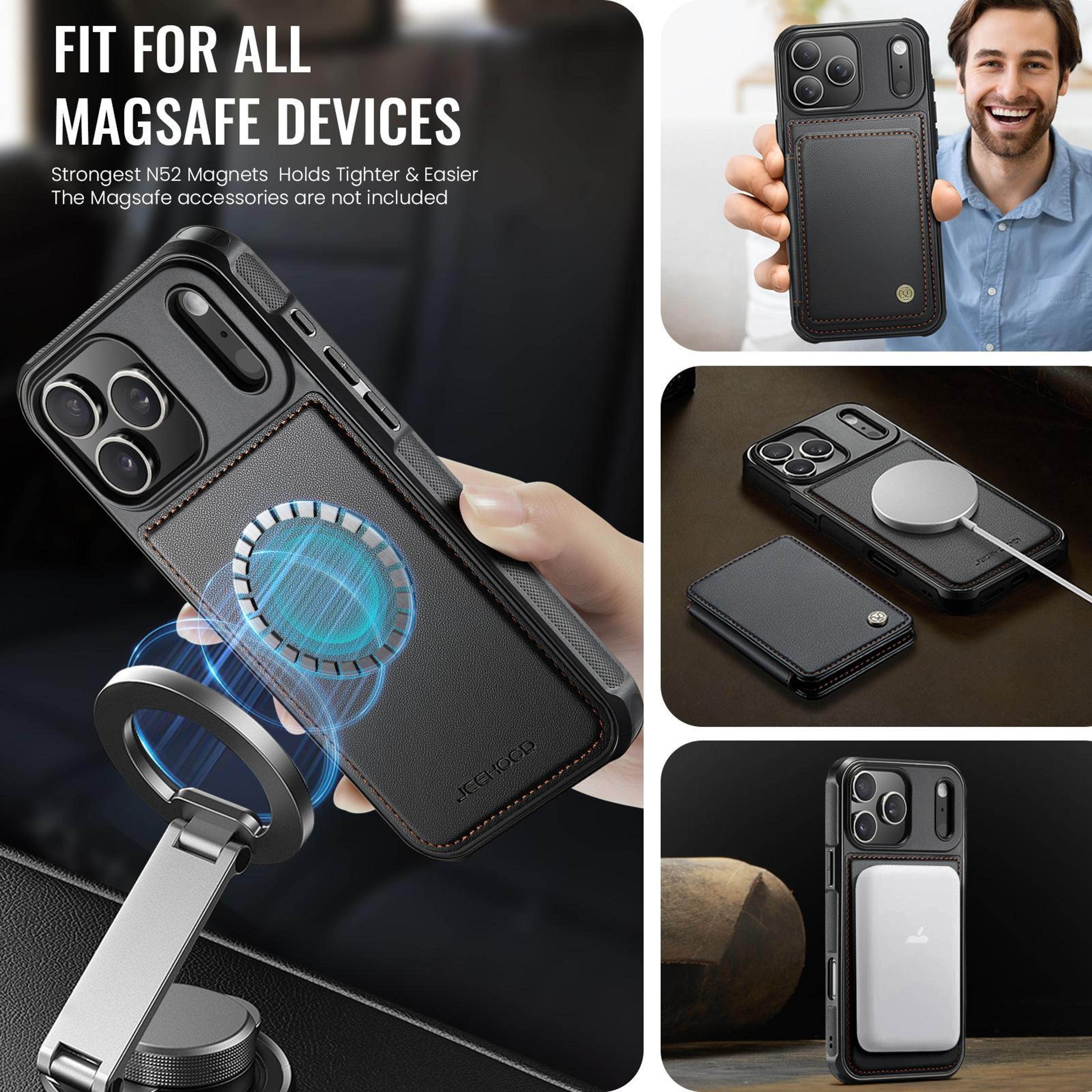 JEEHOOD J05 IPhone 18 Pro Max RFID Leather Magnetic Wallet Case With Detachable Card Holder 6