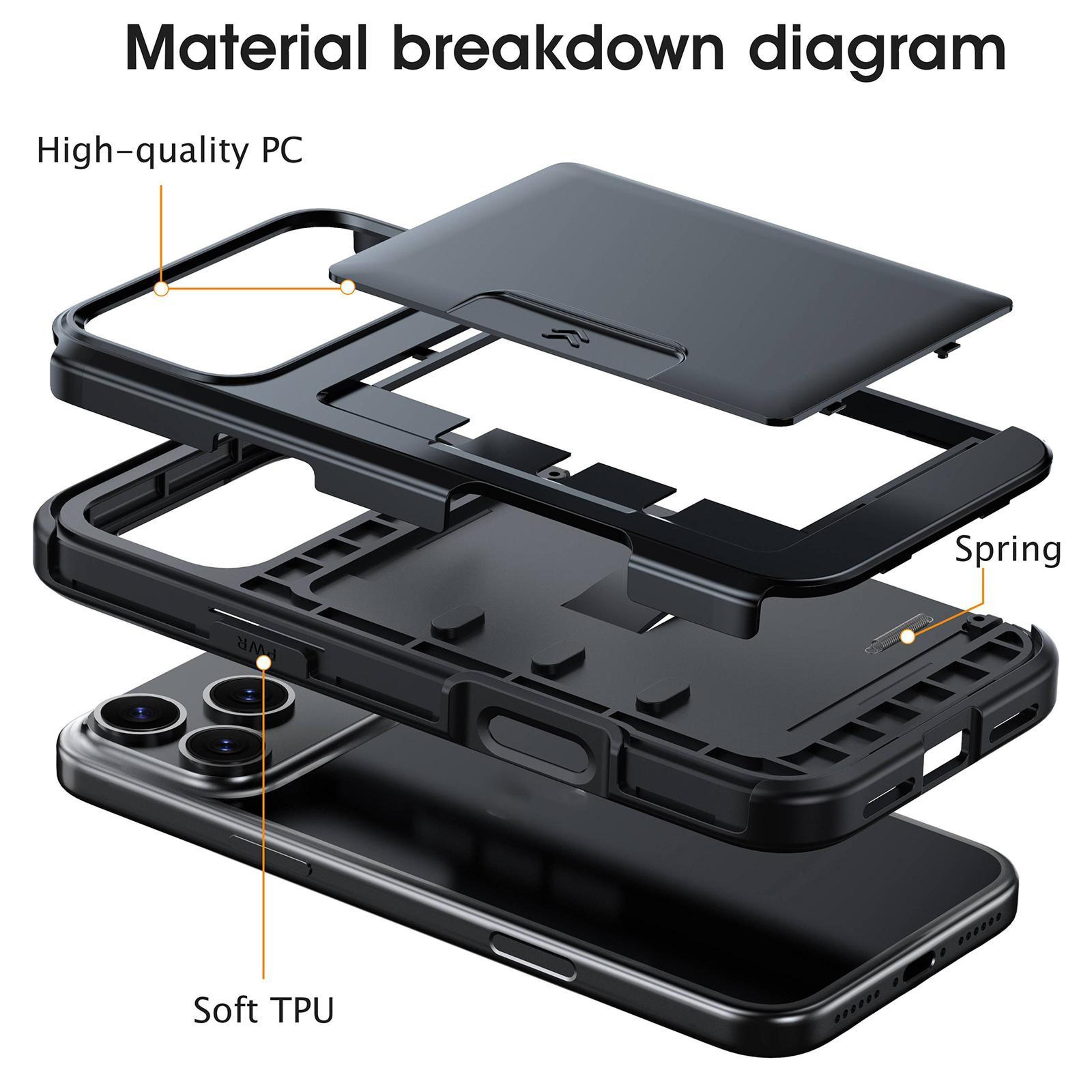 IPhone 18 Pro Wallet Case With Sliding Card Slot And Durable PC TPU Protection 2