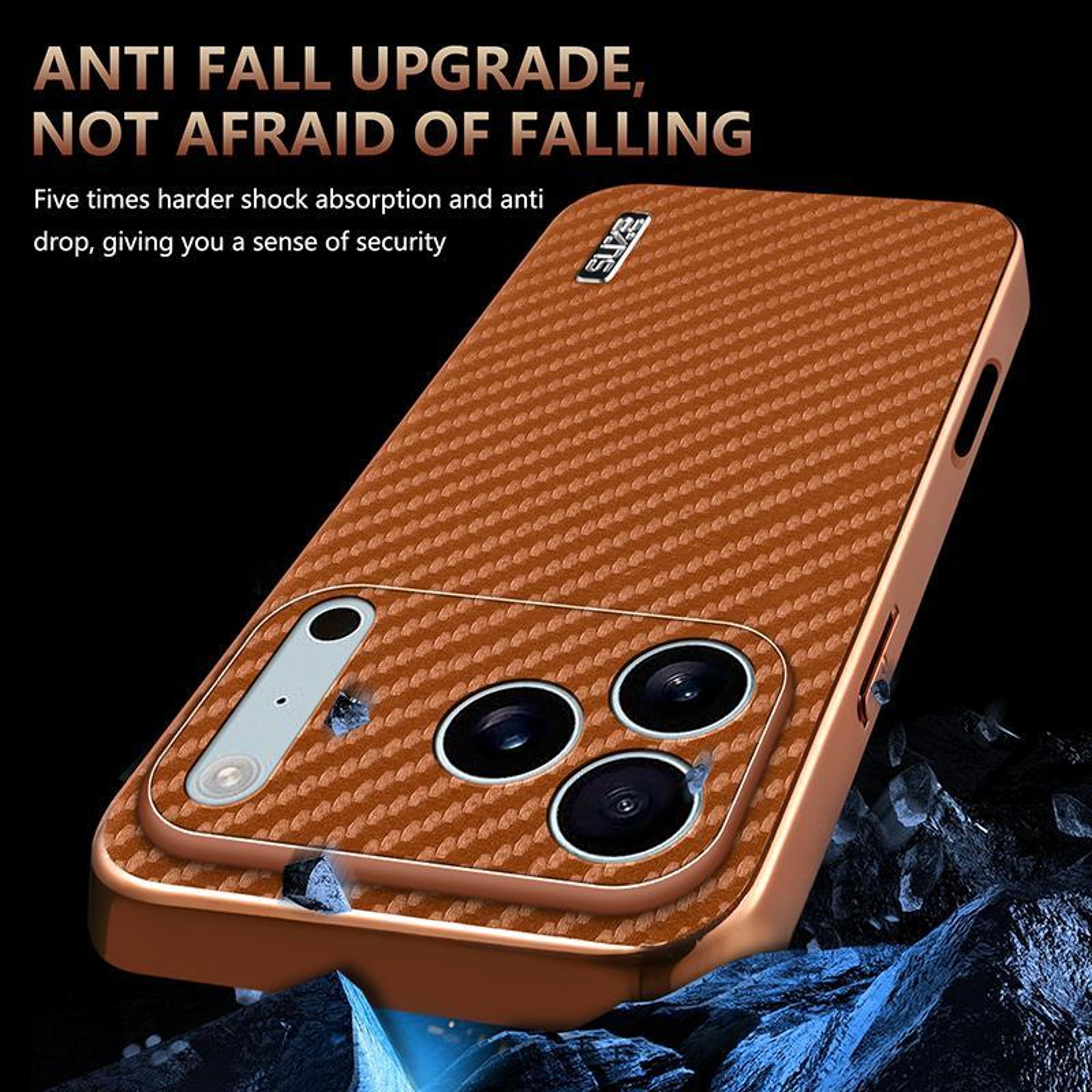 Carbon Fiber IPhone 18 Pro Case With Electroplated Edge And Shock Protection 3