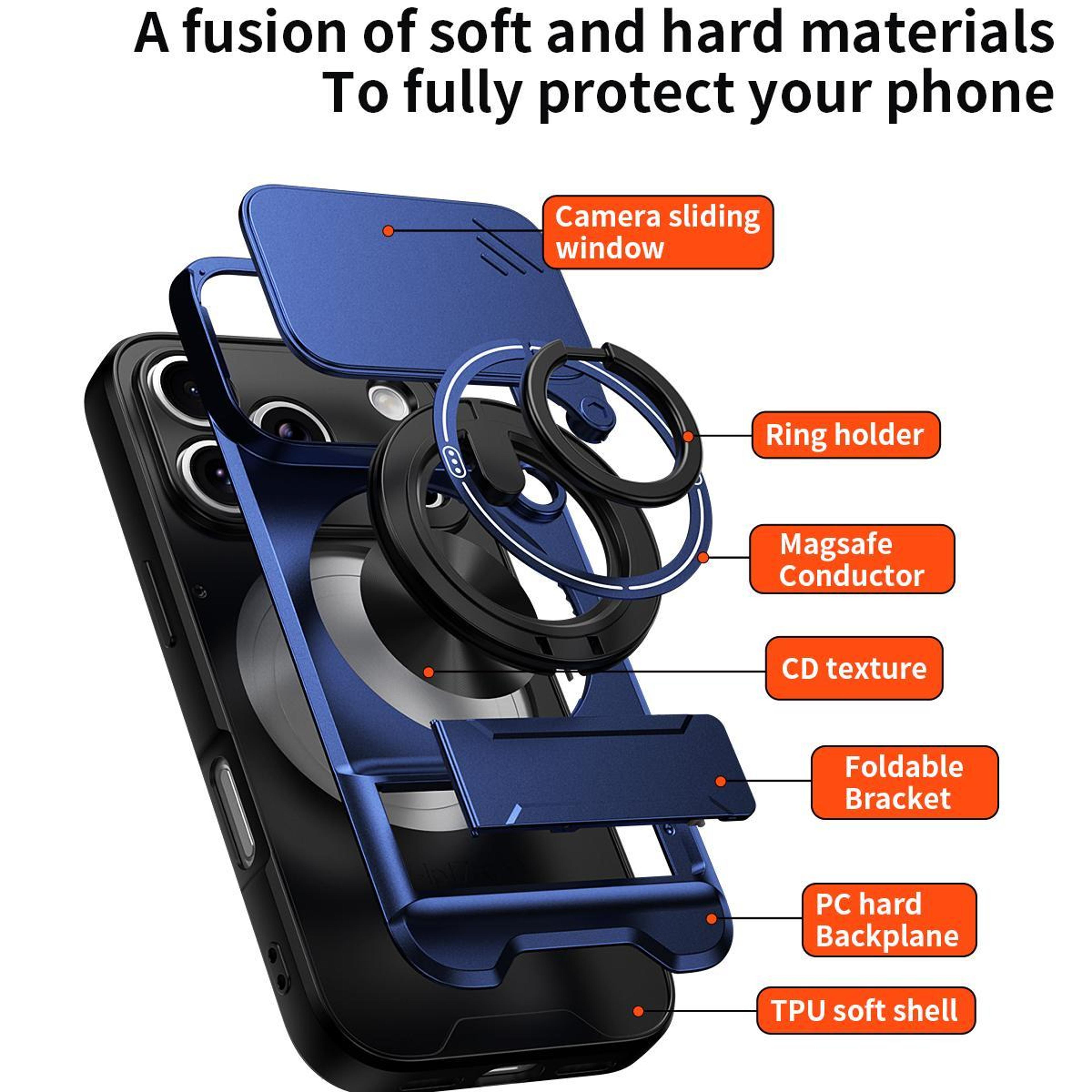 IPhone 18 Pro Max Magnetic Shockproof Case With Sliding Camera Cover And Kickstand 1