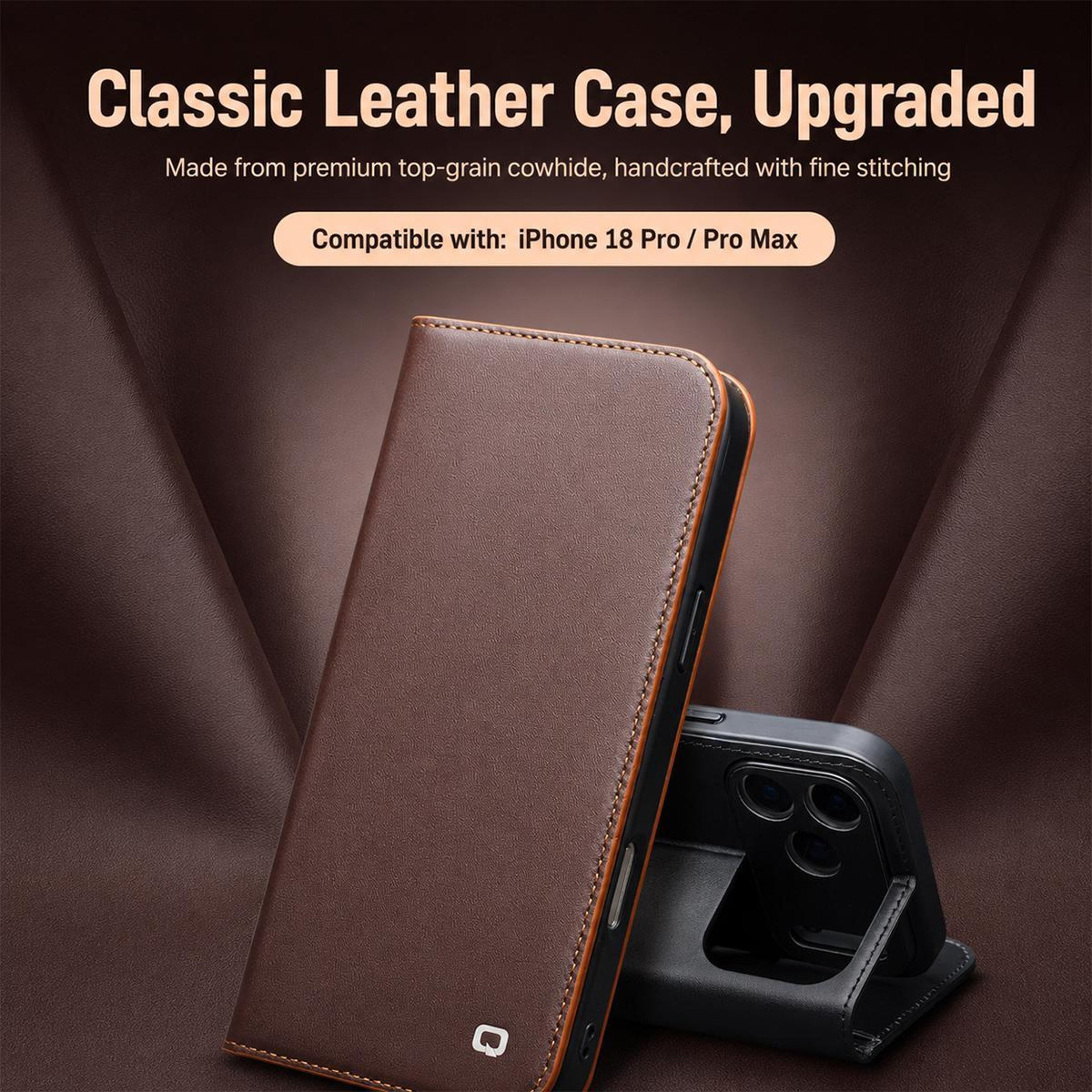 QIALINO Classic Gen2 IPhone 18 Pro Genuine Leather Case With Slim Grip Protection 1