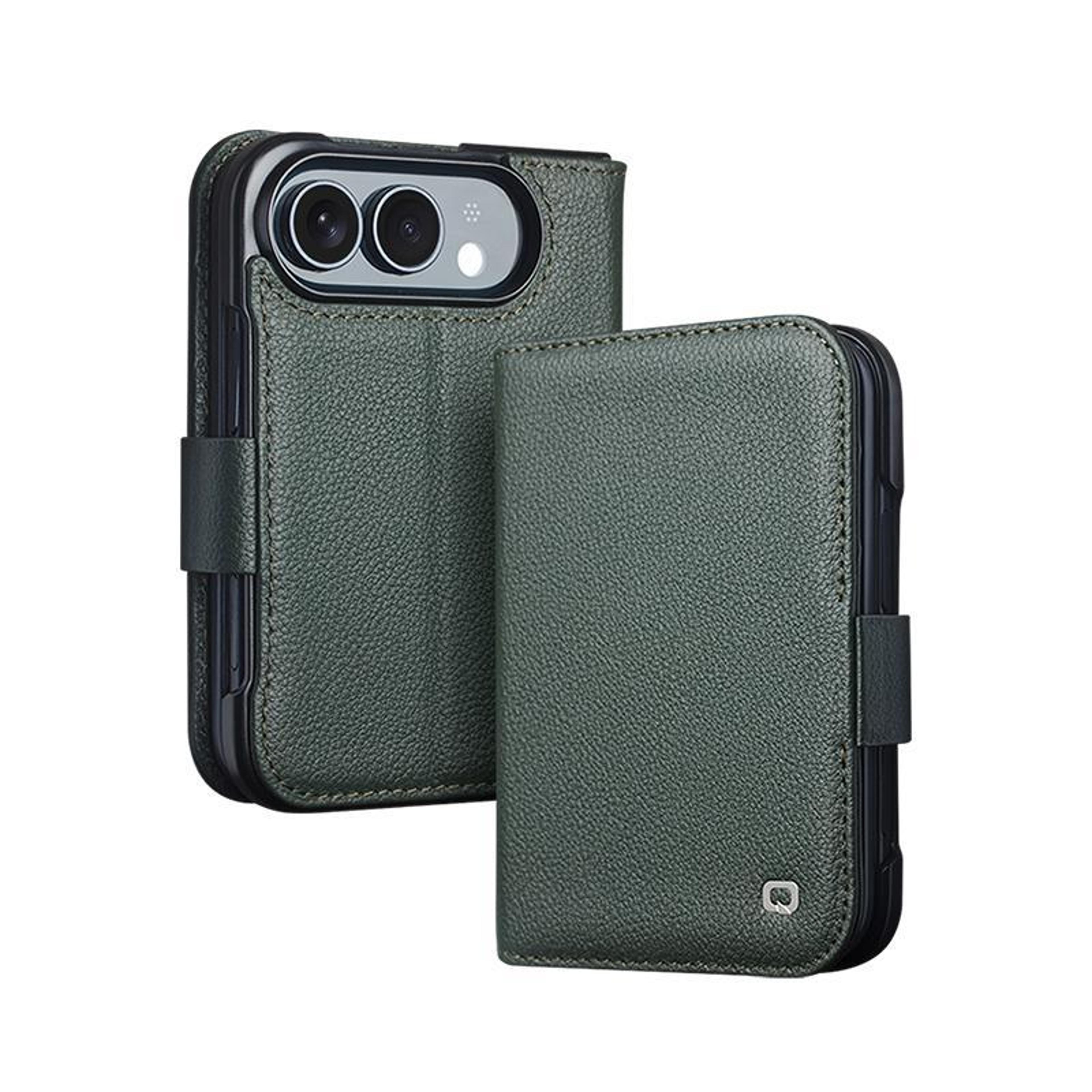 qialino genuine leather iphone duo folio case with full protection