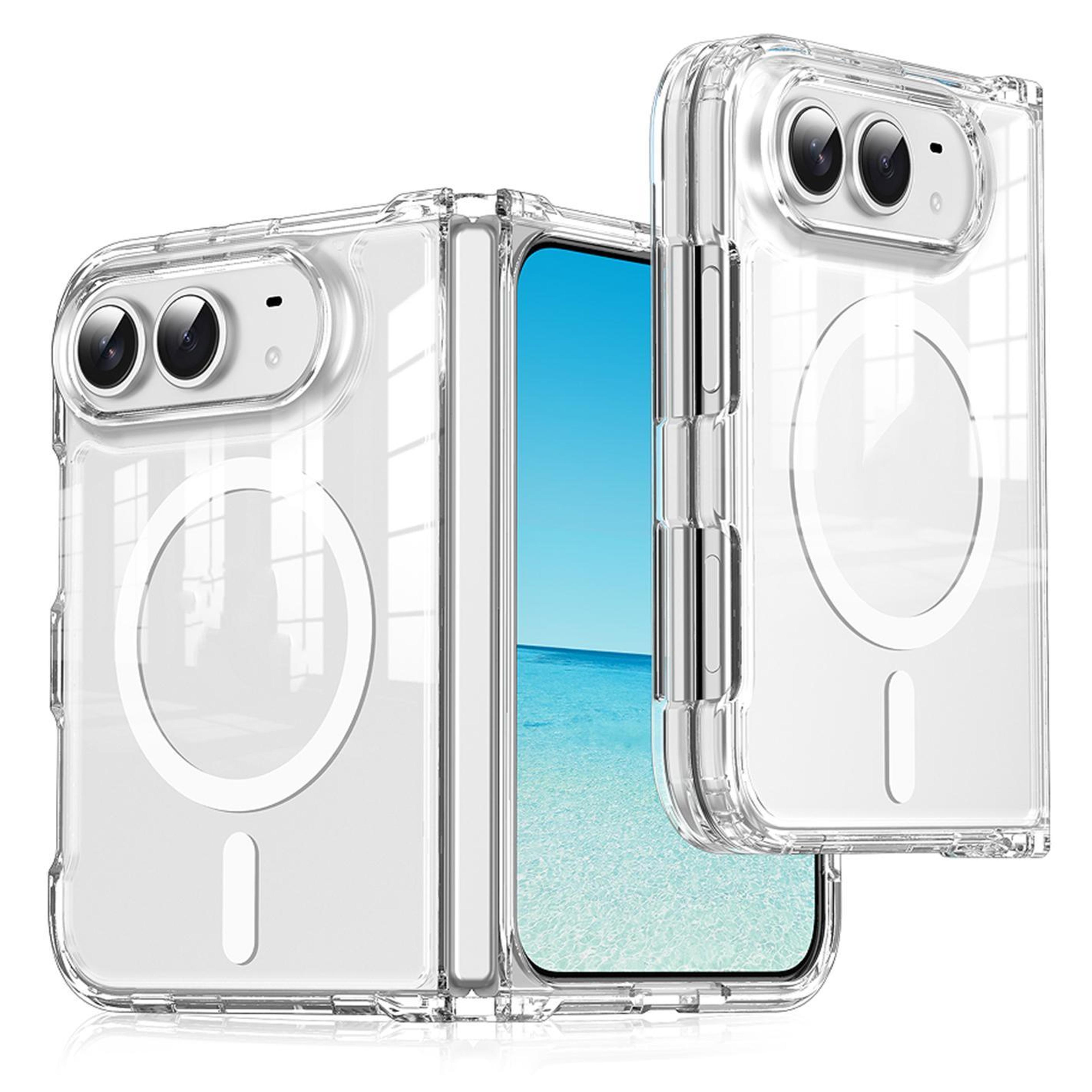 crystal clear iphone duo magnetic case with shockproof tpu protection