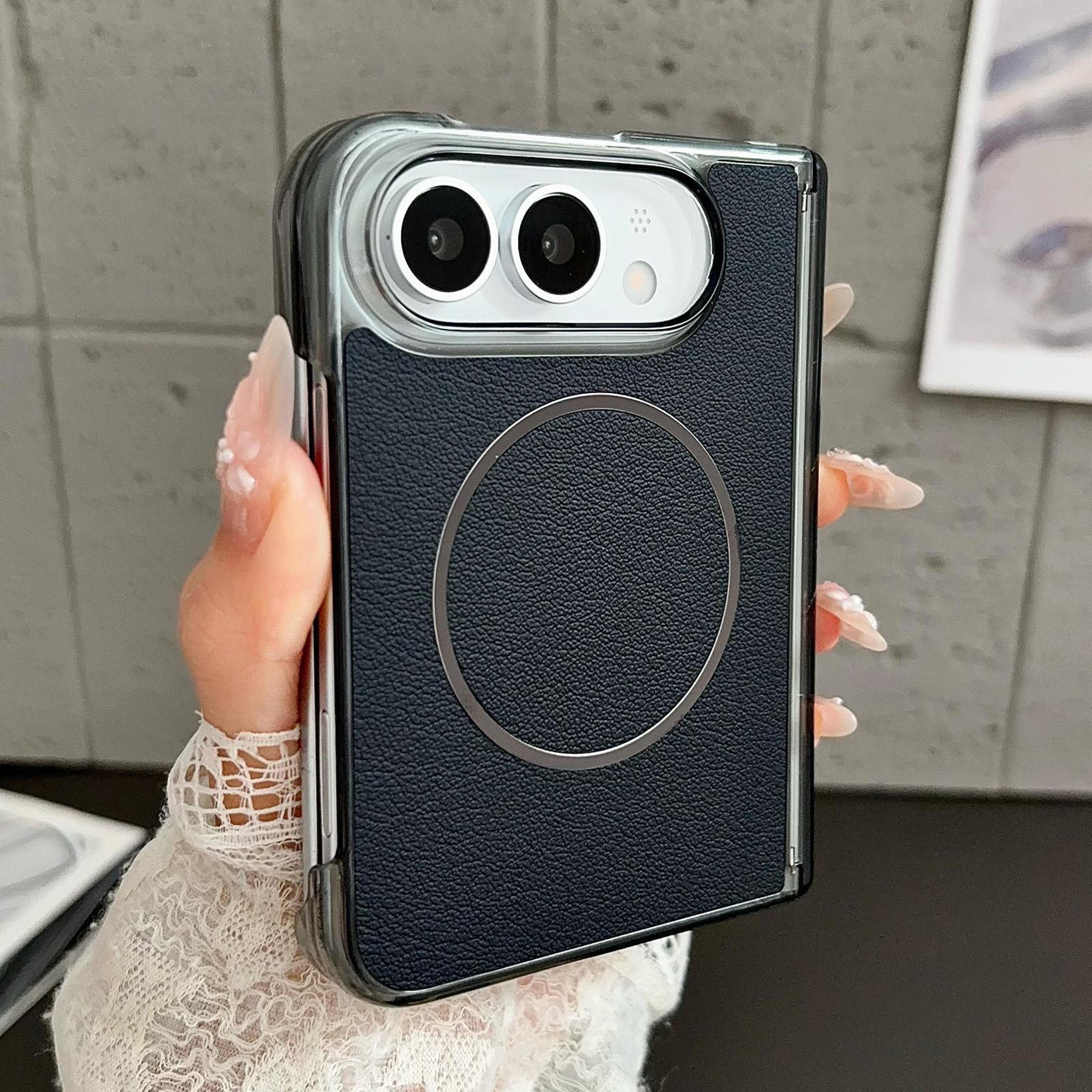 iphone duo magsafe leather folding case with hinge protection