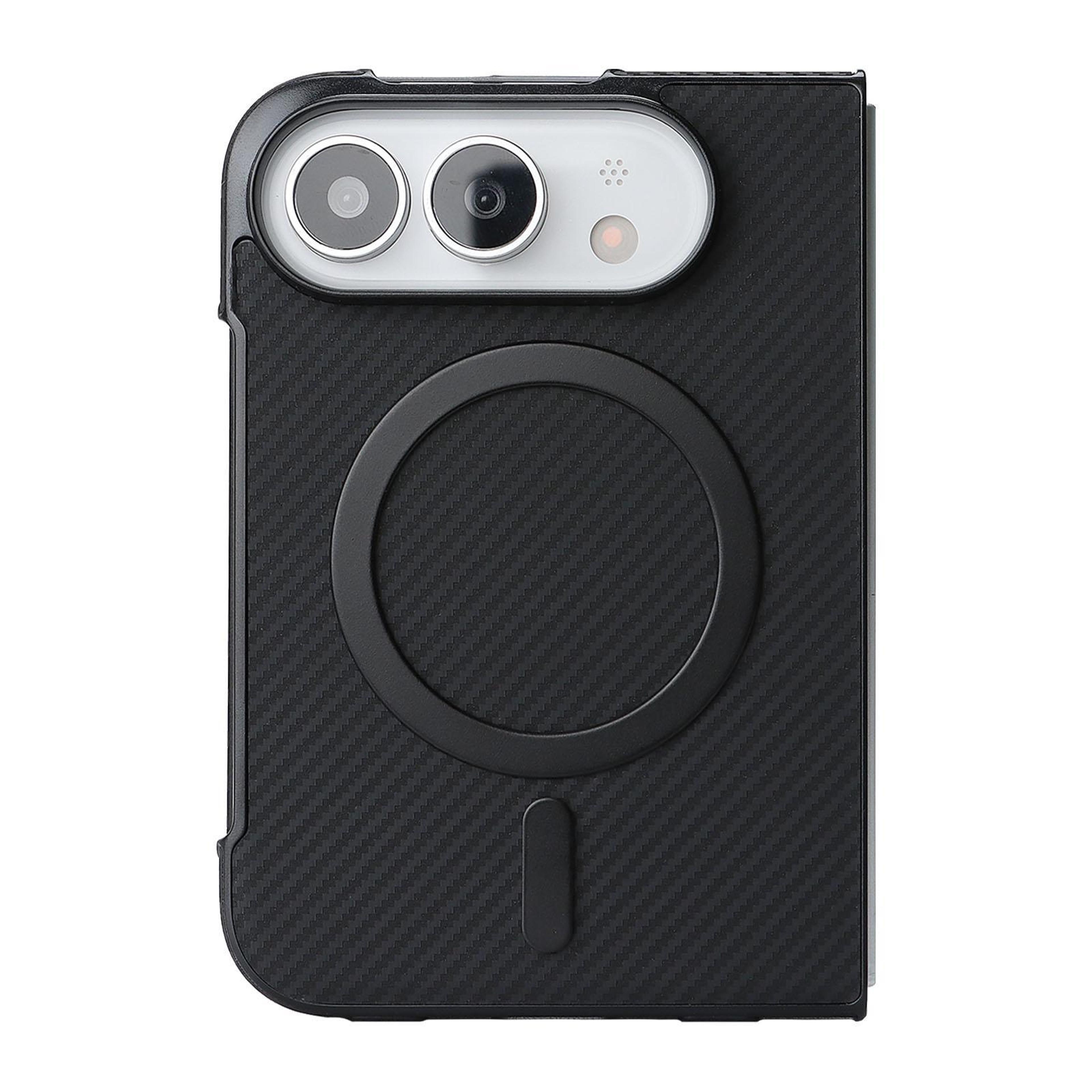 Carbon Fiber MagSafe IPhone Duo Case With Faux Leather Finish And Lens Protection 1